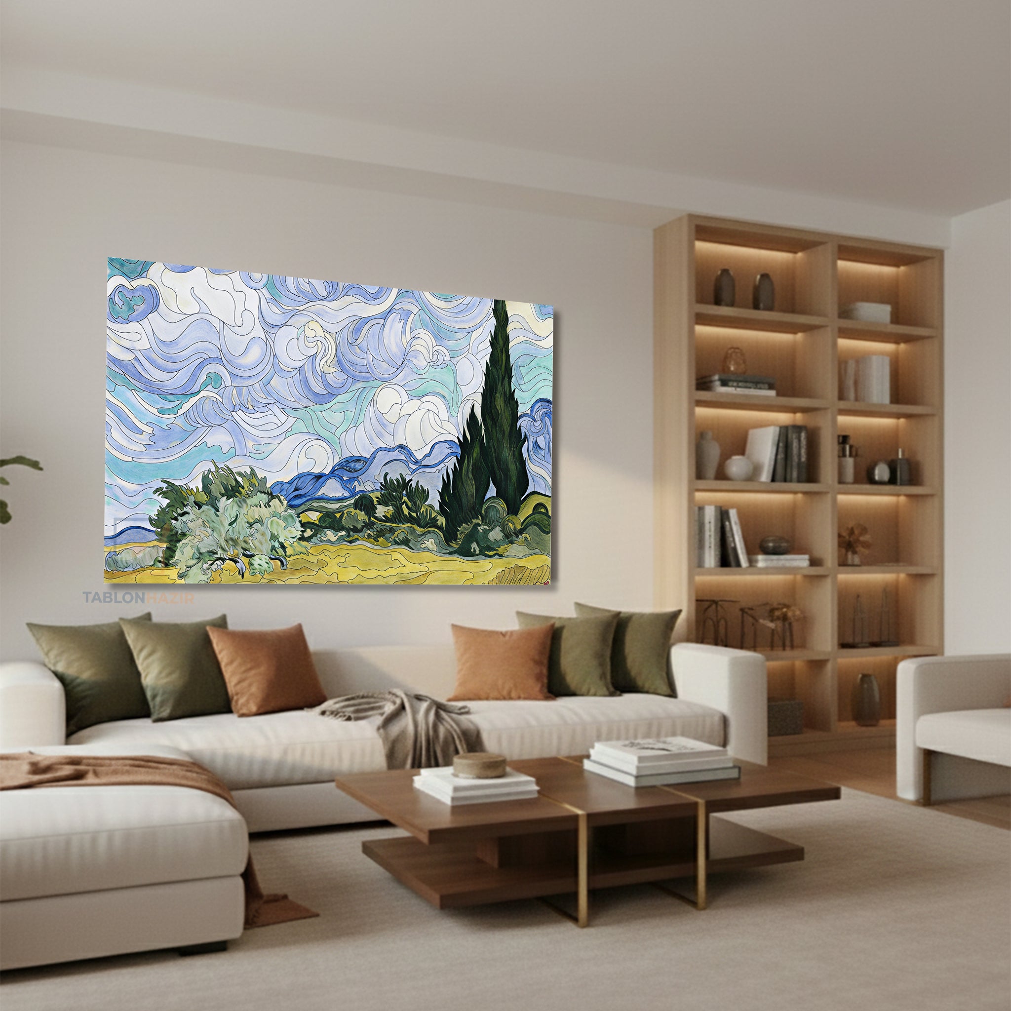 Yatay Kanvas Duvar Tablosu Soyutdogamanzarasi Salon Tablosu Ofis Tablosu Yeni Ev Hediyesi Dekorasyon