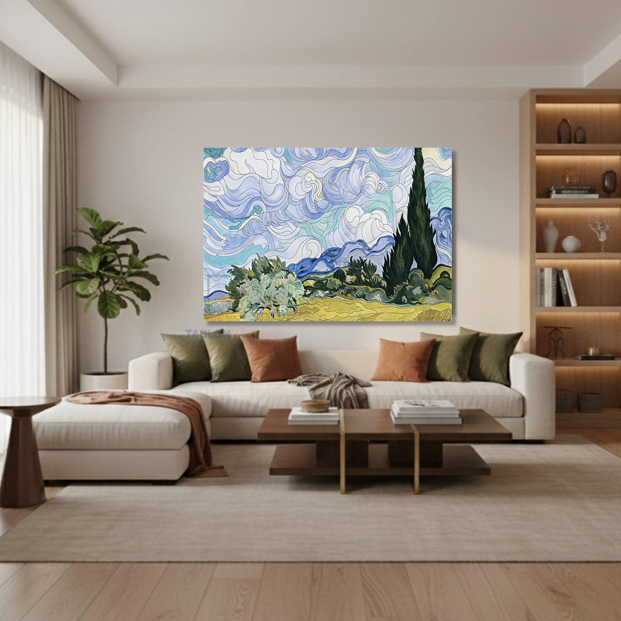 Yatay Kanvas Duvar Tablosu Soyutdogamanzarasi Salon Tablosu Ofis Tablosu Yeni Ev Hediyesi Dekorasyon