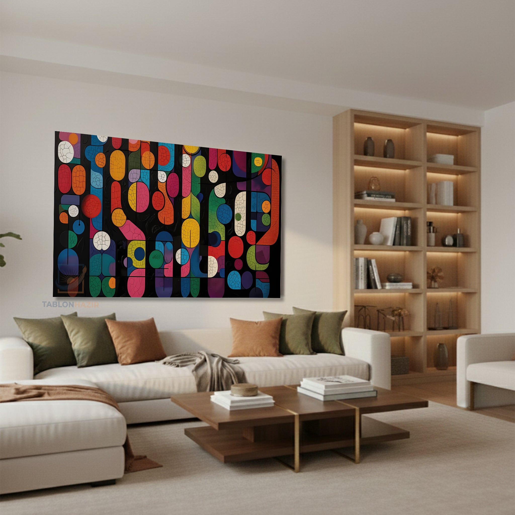 Yatay Kanvas Duvar Tablosu Soyutgeometriksanat5 Salon Tablosu Ofis Tablosu Ev Hediyesi Dekorasyon