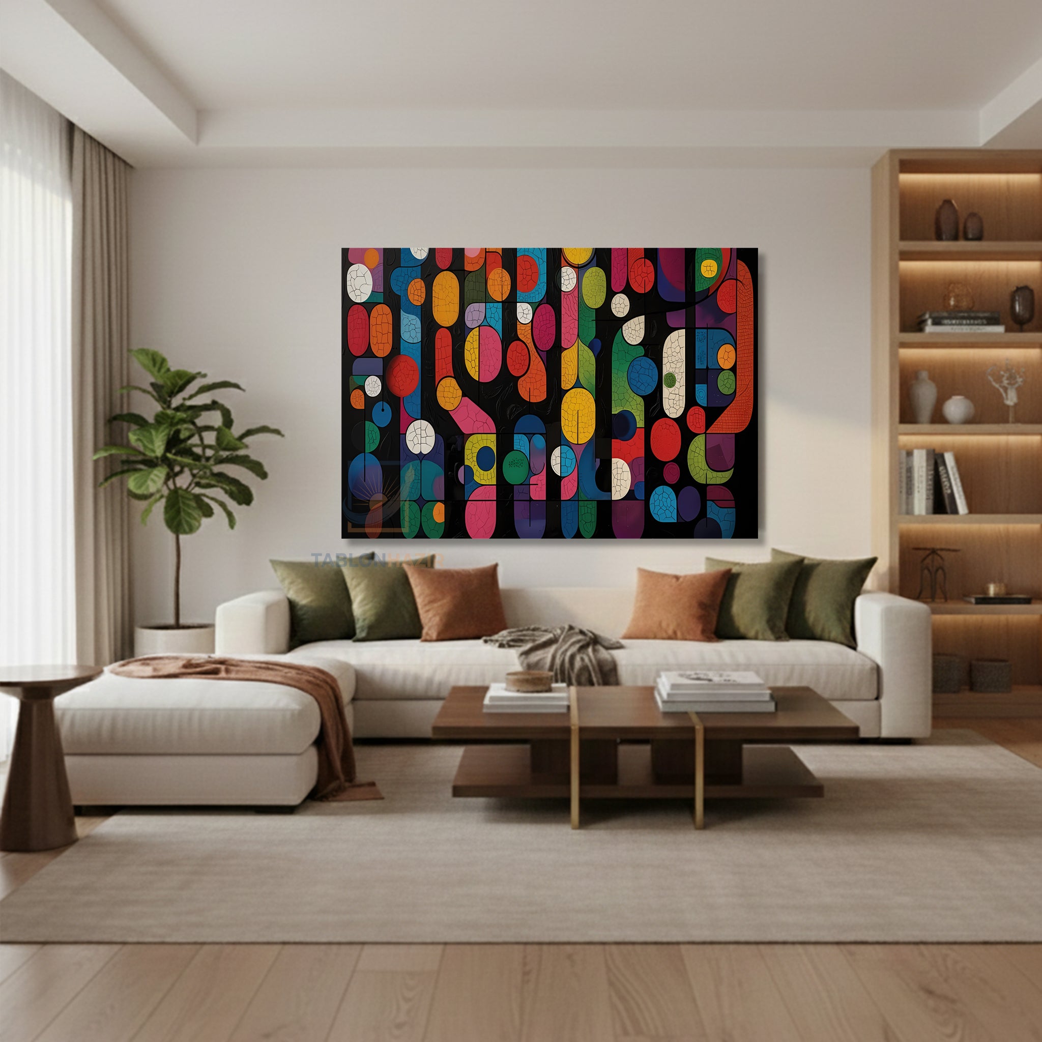 Yatay Kanvas Duvar Tablosu Soyutgeometriksanat5 Salon Tablosu Ofis Tablosu Ev Hediyesi Dekorasyon