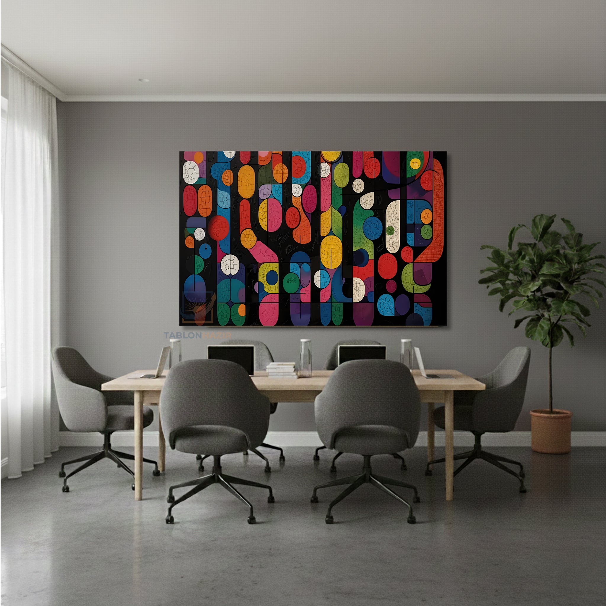 Yatay Kanvas Duvar Tablosu Soyutgeometriksanat5 Salon Tablosu Ofis Tablosu Ev Hediyesi Dekorasyon