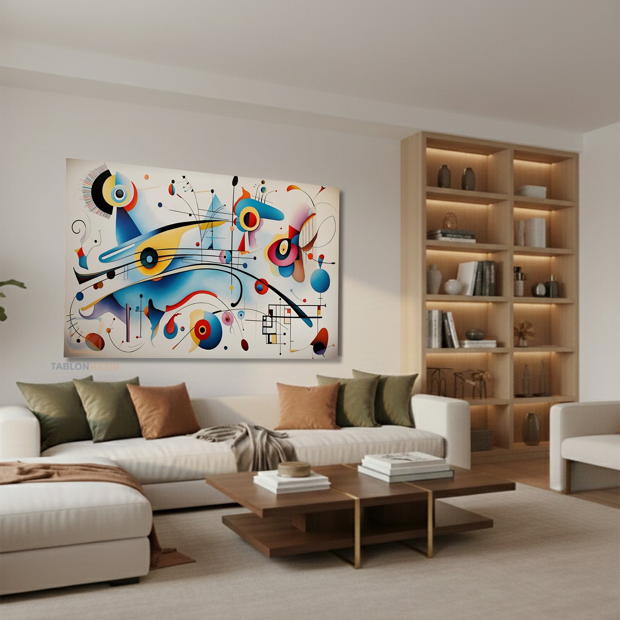 Yatay Kanvas Duvar Tablosu Soyutgeometriksanat6 Salon Tablosu Ofis Tablosu Ev Hediyesi Dekorasyon