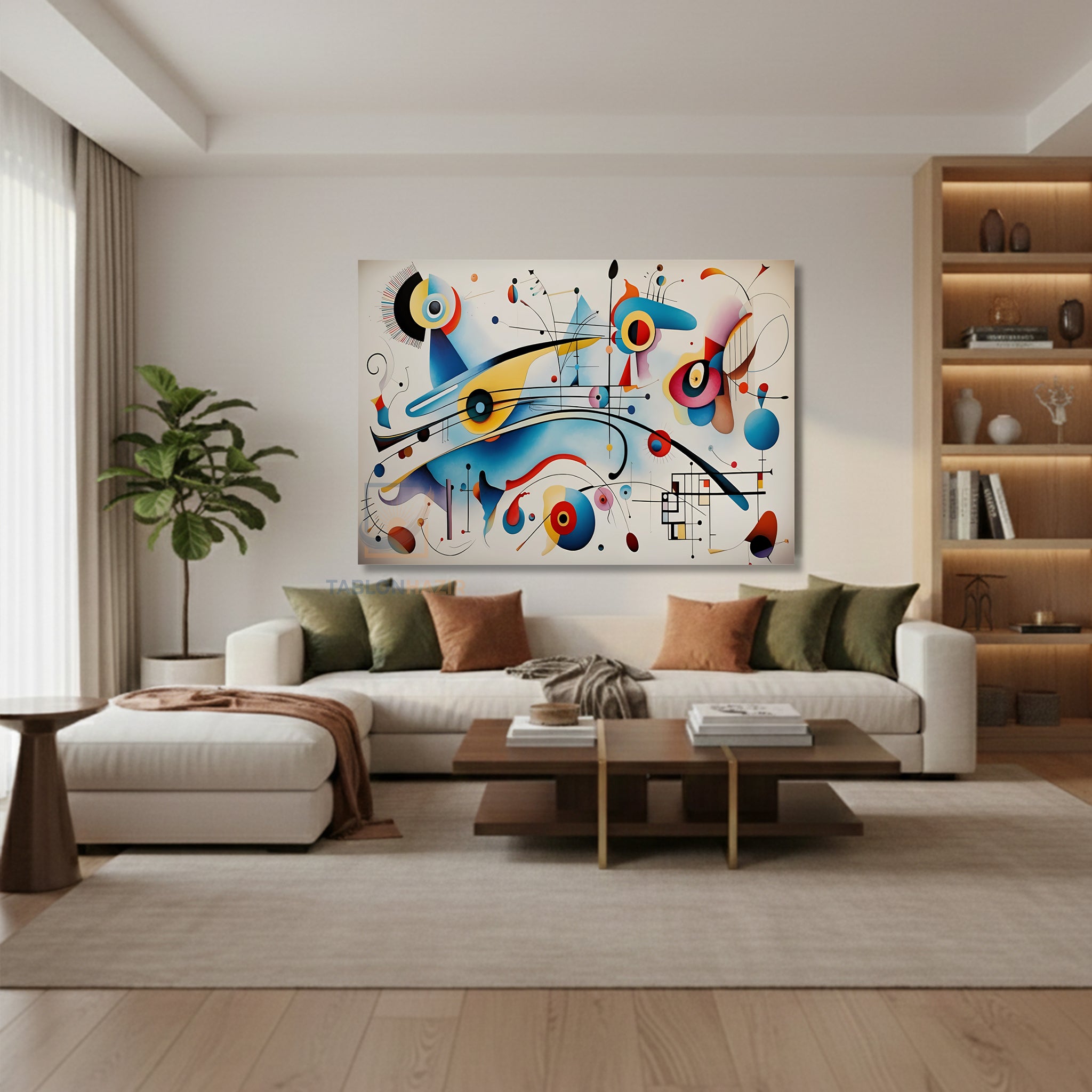 Yatay Kanvas Duvar Tablosu Soyutgeometriksanat6 Salon Tablosu Ofis Tablosu Ev Hediyesi Dekorasyon