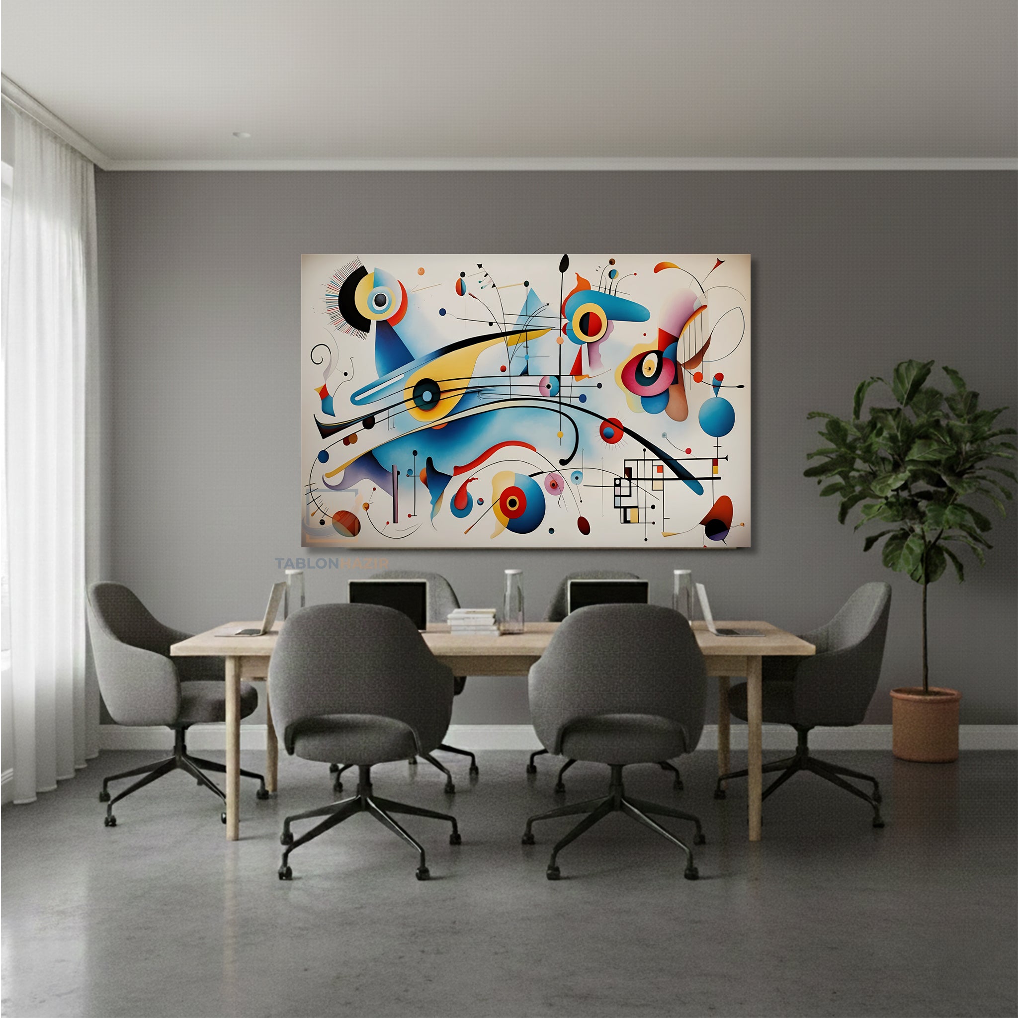 Yatay Kanvas Duvar Tablosu Soyutgeometriksanat6 Salon Tablosu Ofis Tablosu Ev Hediyesi Dekorasyon