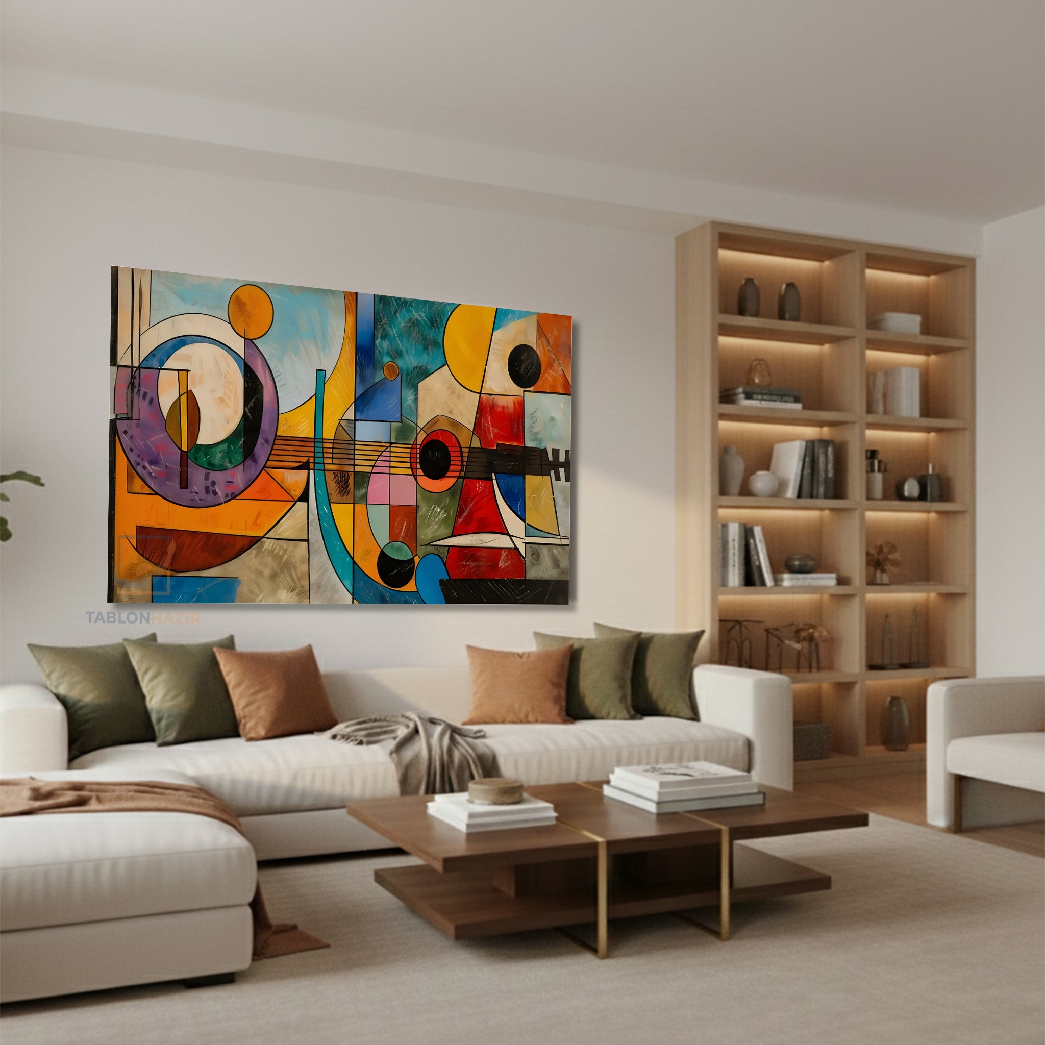 Yatay Kanvas Duvar Tablosu Soyutgeometriksanat Salon Tablosu Ofis Tablosu Ev Hediyesi Dekorasyon