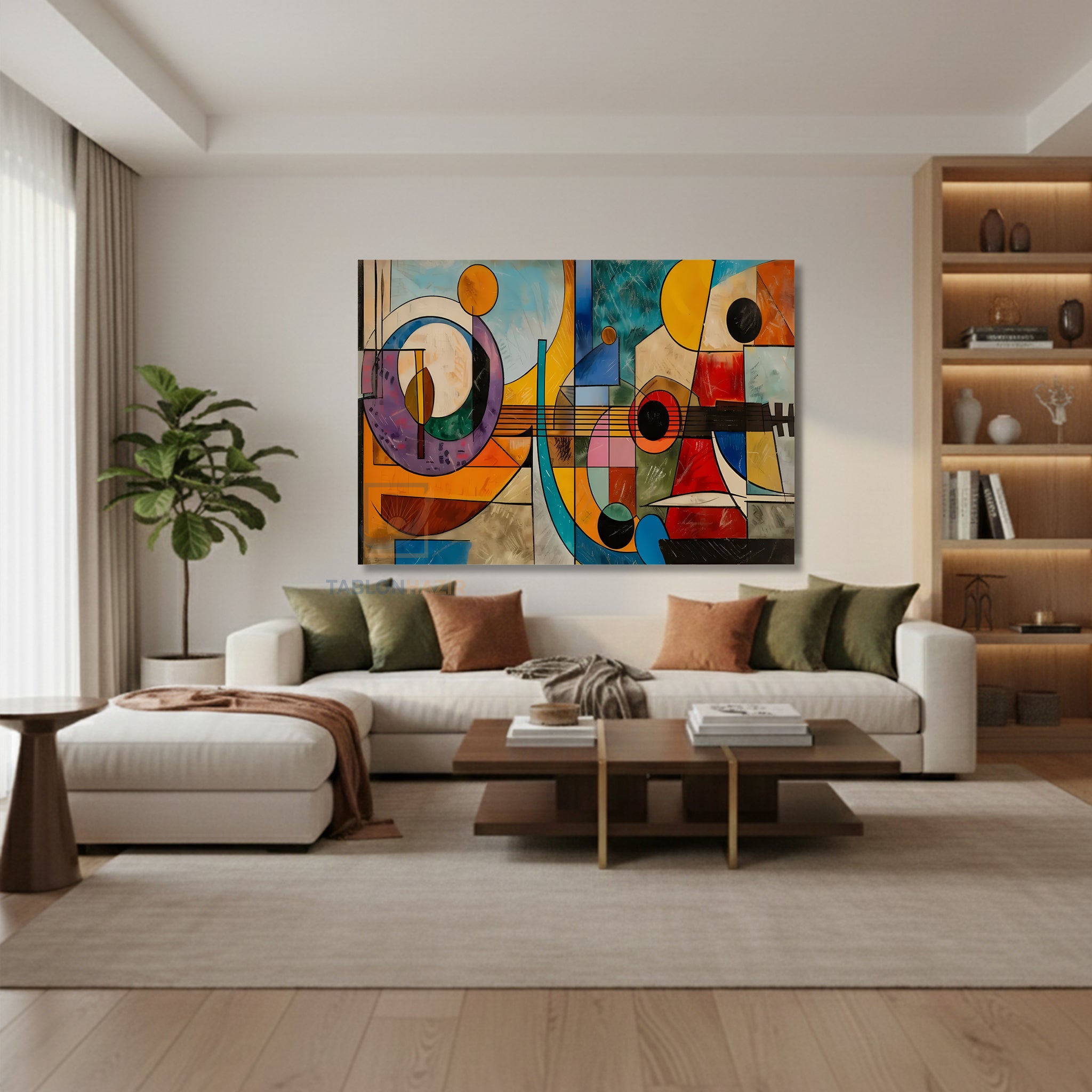 Yatay Kanvas Duvar Tablosu Soyutgeometriksanat Salon Tablosu Ofis Tablosu Ev Hediyesi Dekorasyon