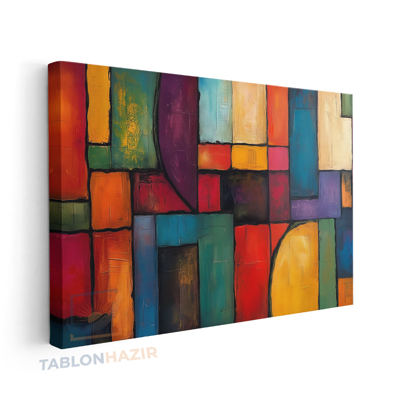 Yatay Kanvas Duvar Tablosu Soyutgeometriksanat2 Salon Tablosu Ofis Tablosu Ev Hediyesi Dekorasyon