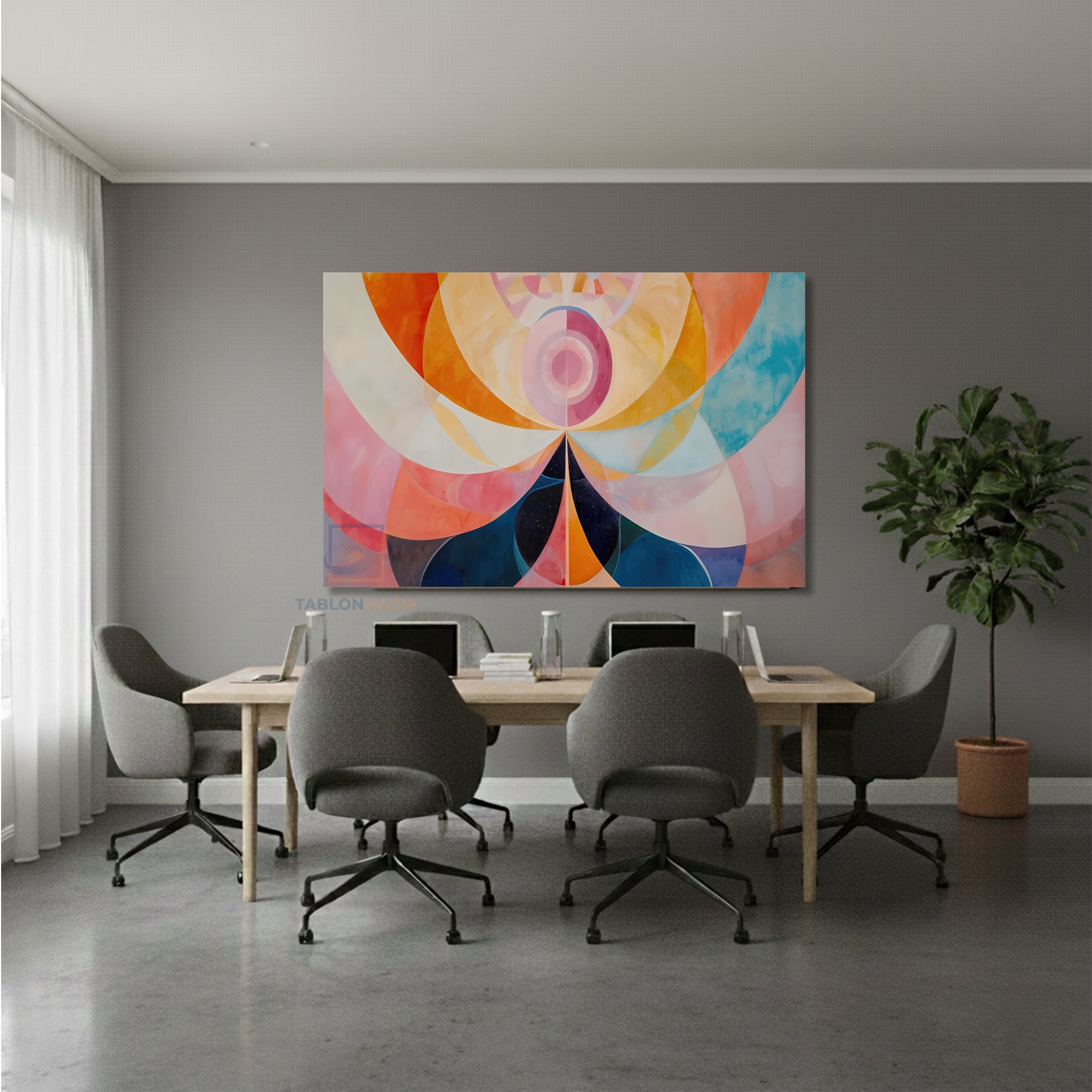 Yatay Kanvas Duvar Tablosu Soyutgeometriksanat3 Salon Tablosu Ofis Tablosu Ev Hediyesi Dekorasyon
