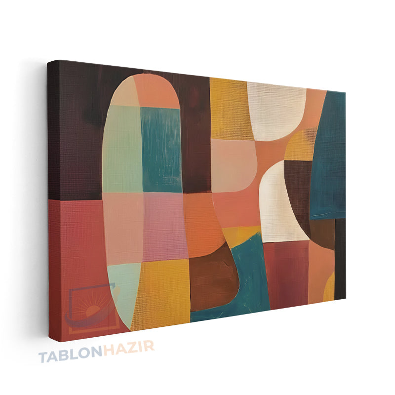 Yatay Kanvas Duvar Tablosu Soyutgeometriksanat4 Salon Tablosu Ofis Tablosu Ev Hediyesi Dekorasyon