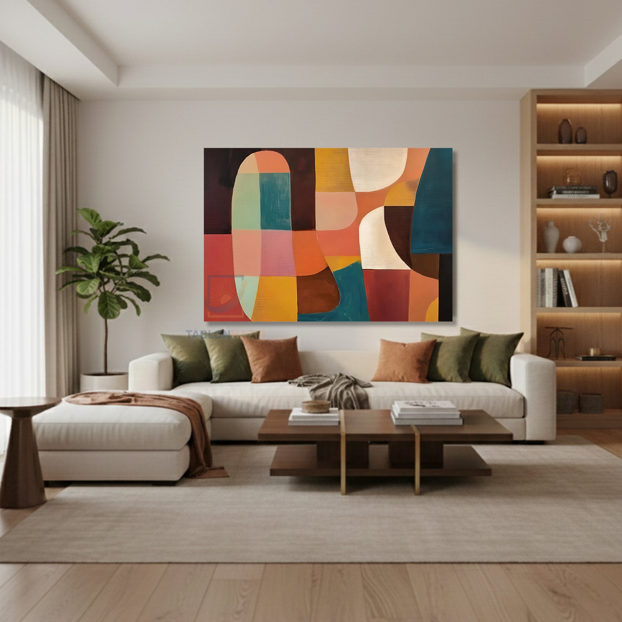 Yatay Kanvas Duvar Tablosu Soyutgeometriksanat4 Salon Tablosu Ofis Tablosu Ev Hediyesi Dekorasyon