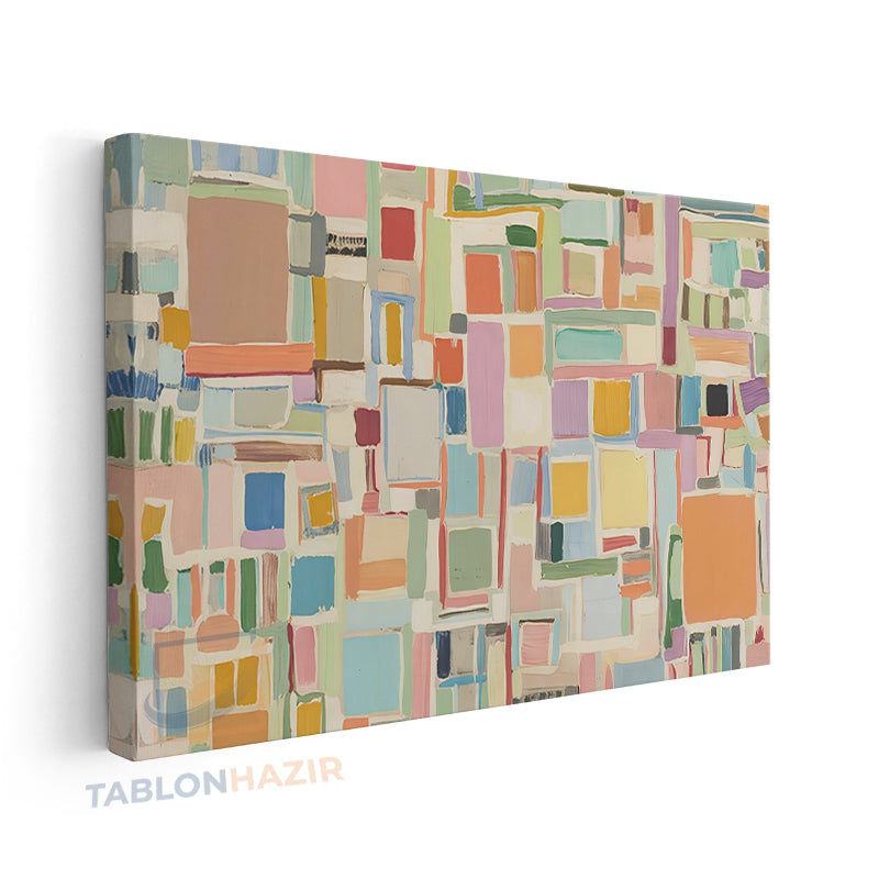 Yatay Kanvas Duvar Tablosu Soyutgeometriksanat7 Salon Tablosu Ofis Tablosu Ev Hediyesi Dekorasyon
