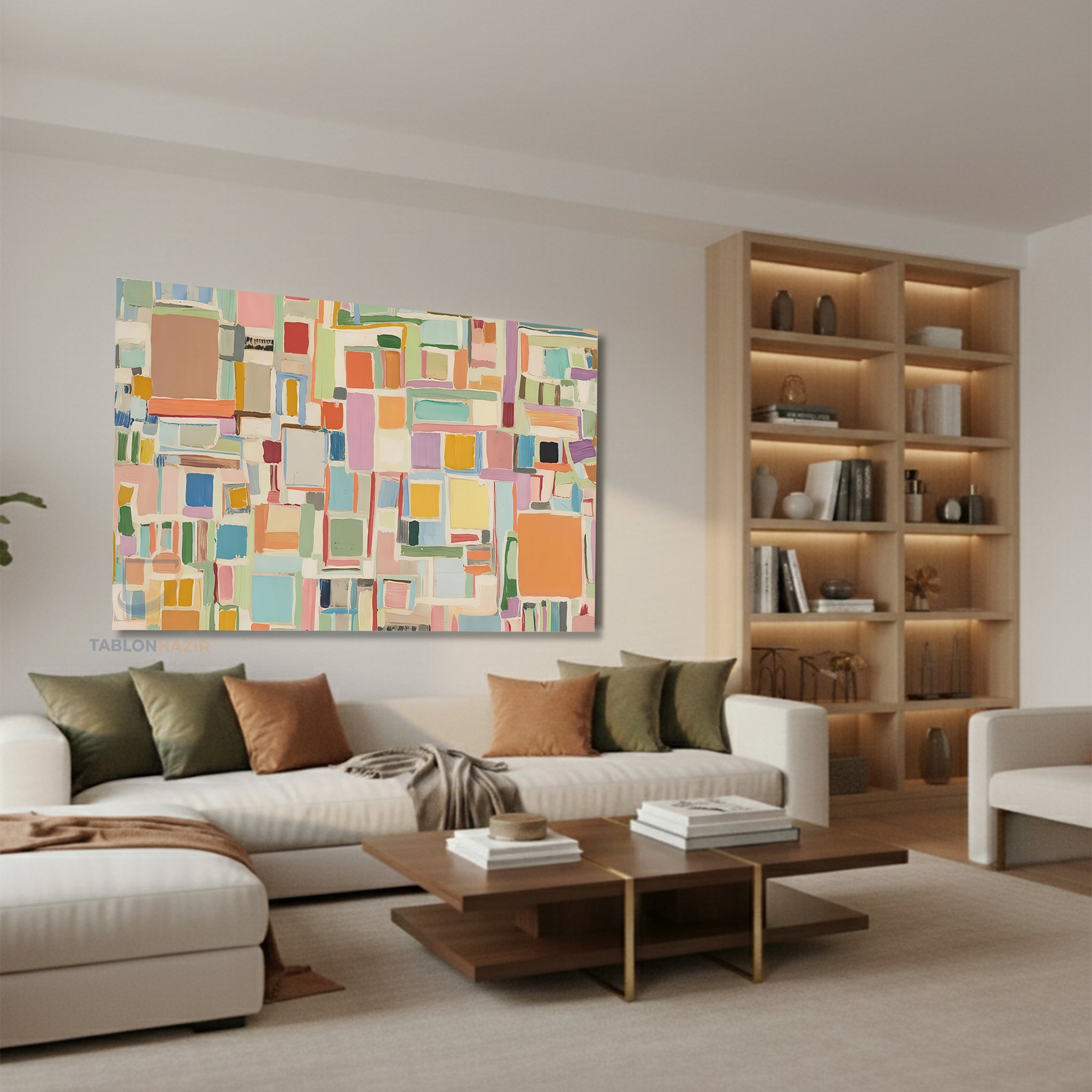 Yatay Kanvas Duvar Tablosu Soyutgeometriksanat7 Salon Tablosu Ofis Tablosu Ev Hediyesi Dekorasyon