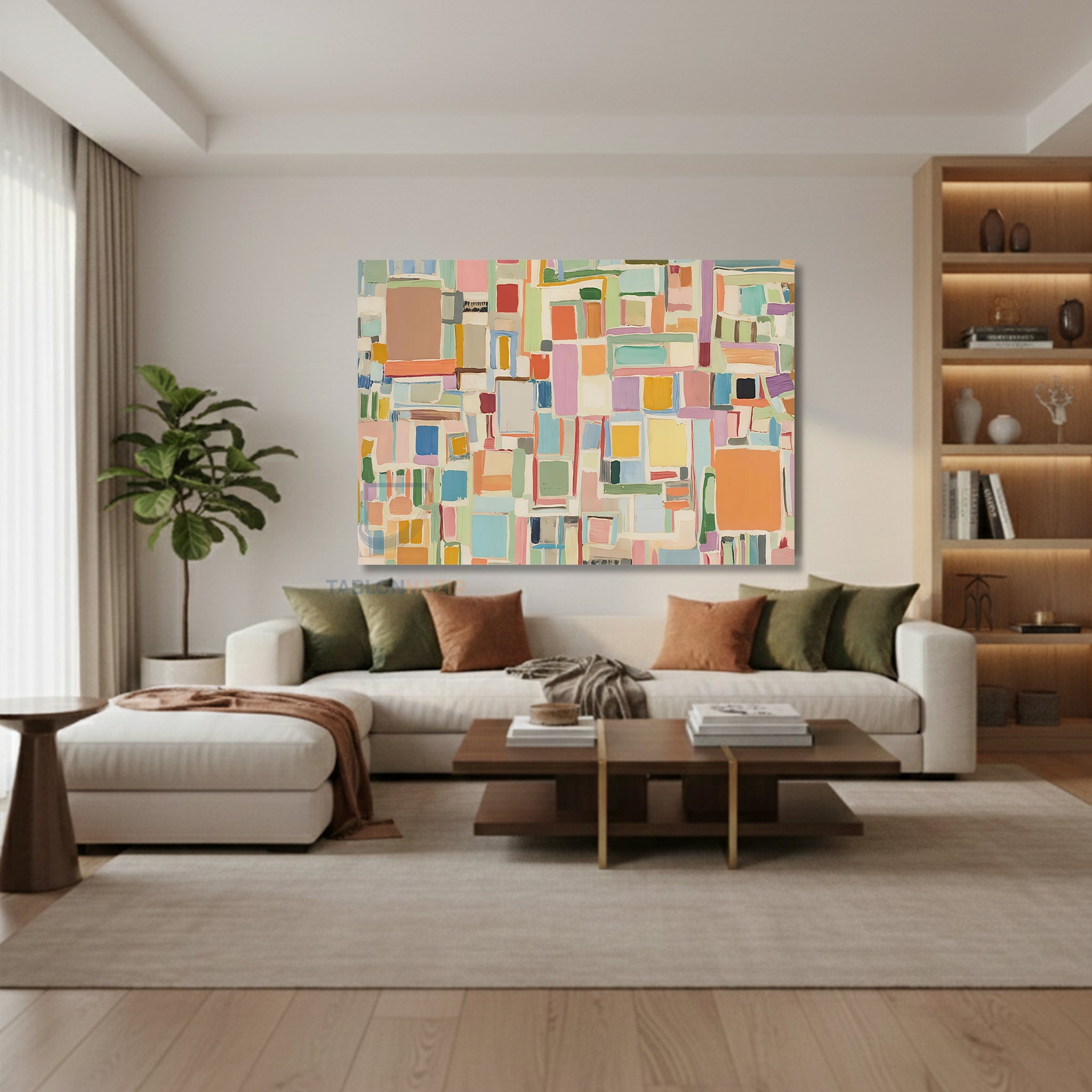 Yatay Kanvas Duvar Tablosu Soyutgeometriksanat7 Salon Tablosu Ofis Tablosu Ev Hediyesi Dekorasyon