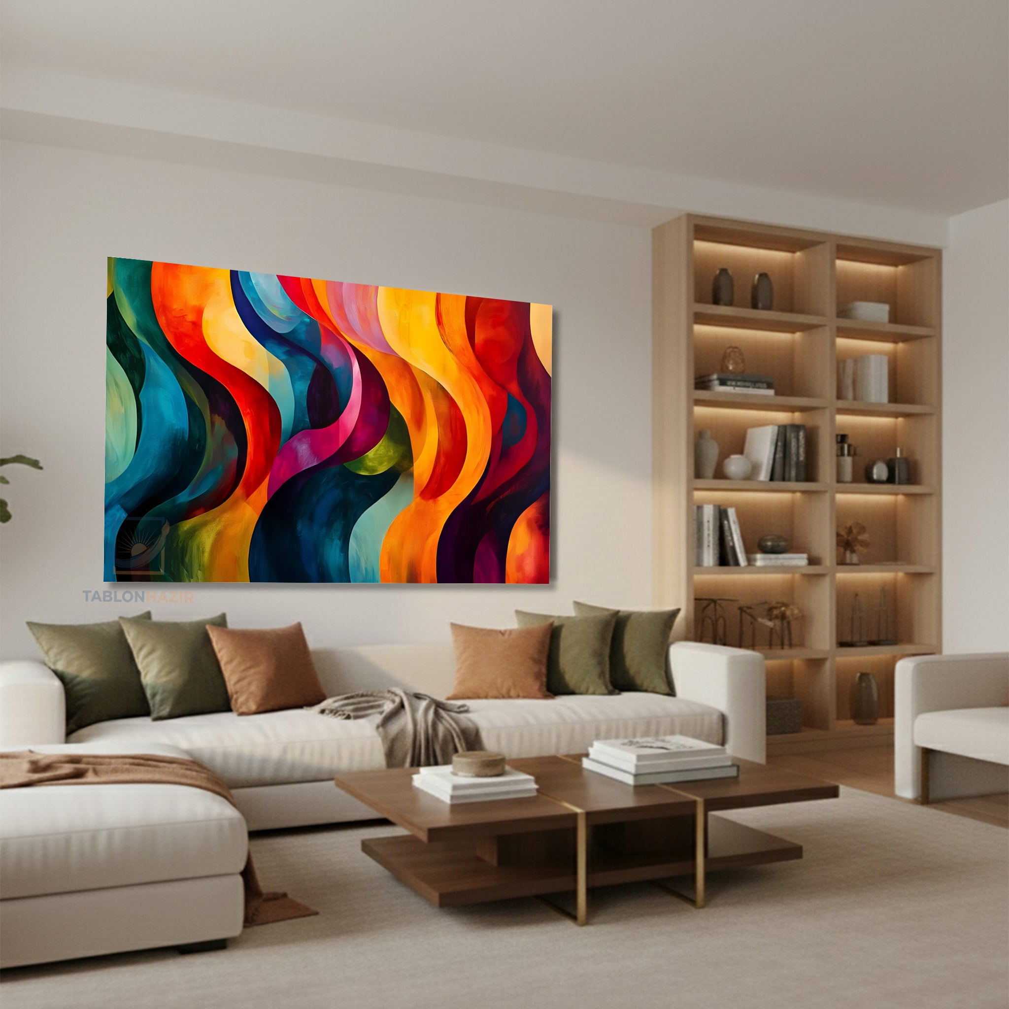 Yatay Kanvas Duvar Tablosu Soyutgeometriksanat9 Salon Tablosu Ofis Tablosu Ev Hediyesi Dekorasyon