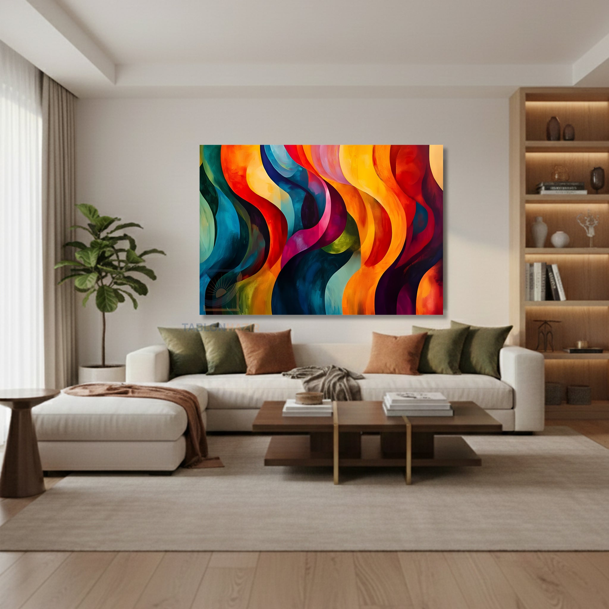 Yatay Kanvas Duvar Tablosu Soyutgeometriksanat9 Salon Tablosu Ofis Tablosu Ev Hediyesi Dekorasyon