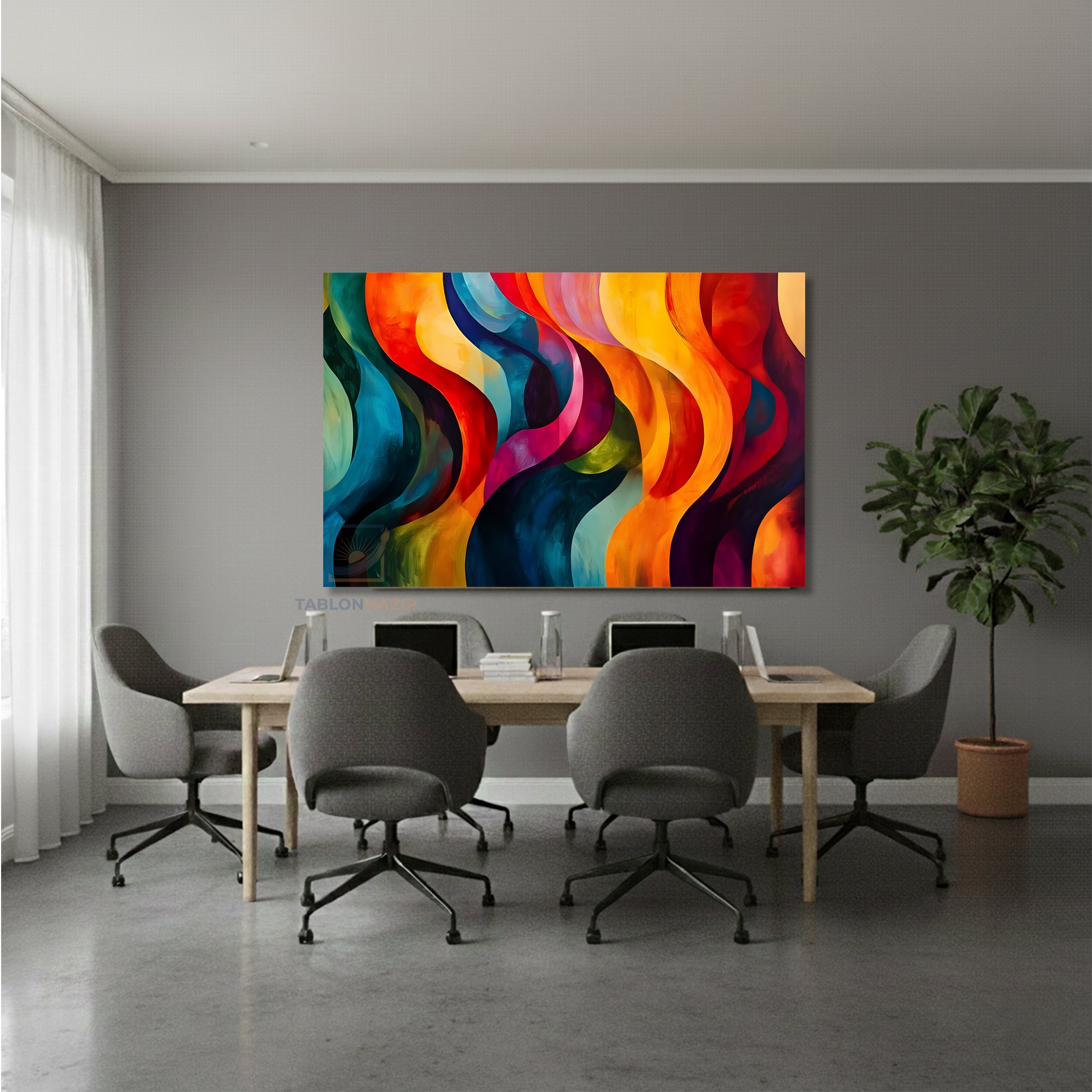 Yatay Kanvas Duvar Tablosu Soyutgeometriksanat9 Salon Tablosu Ofis Tablosu Ev Hediyesi Dekorasyon