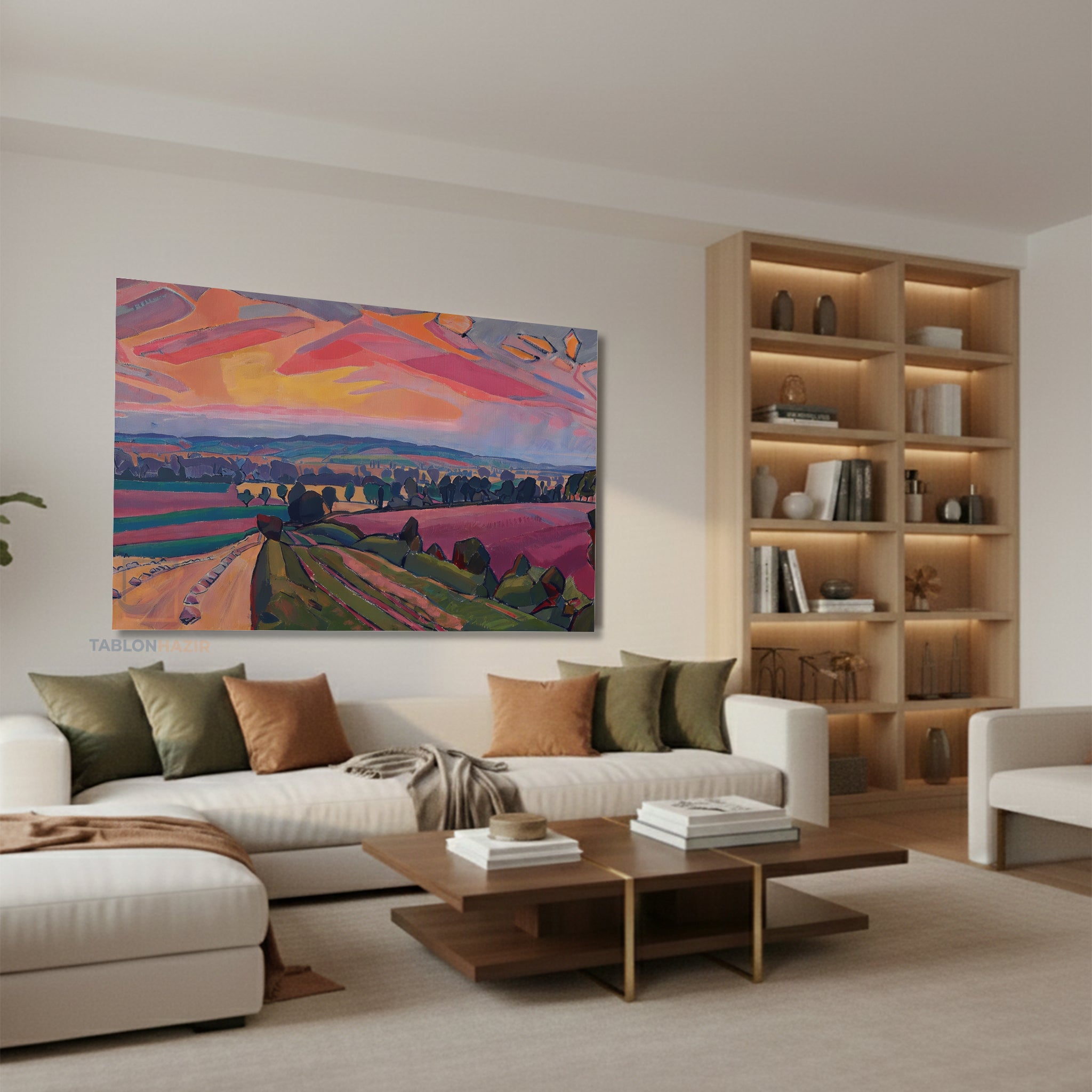 Yatay Kanvas Duvar Tablosu Soyutmanzara4 Salon Tablosu Ofis Tablosu Yeni Ev Hediyesi Dekorasyon