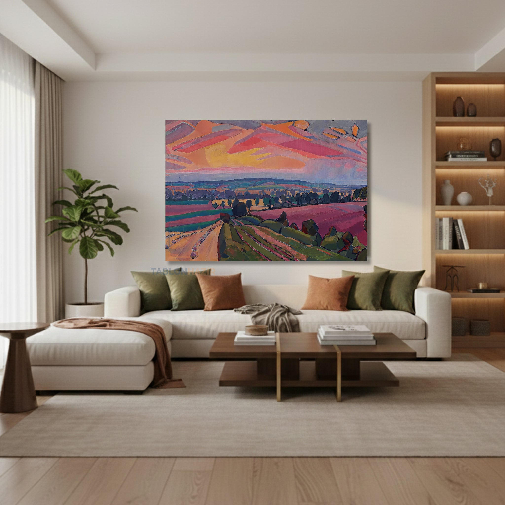 Yatay Kanvas Duvar Tablosu Soyutmanzara4 Salon Tablosu Ofis Tablosu Yeni Ev Hediyesi Dekorasyon