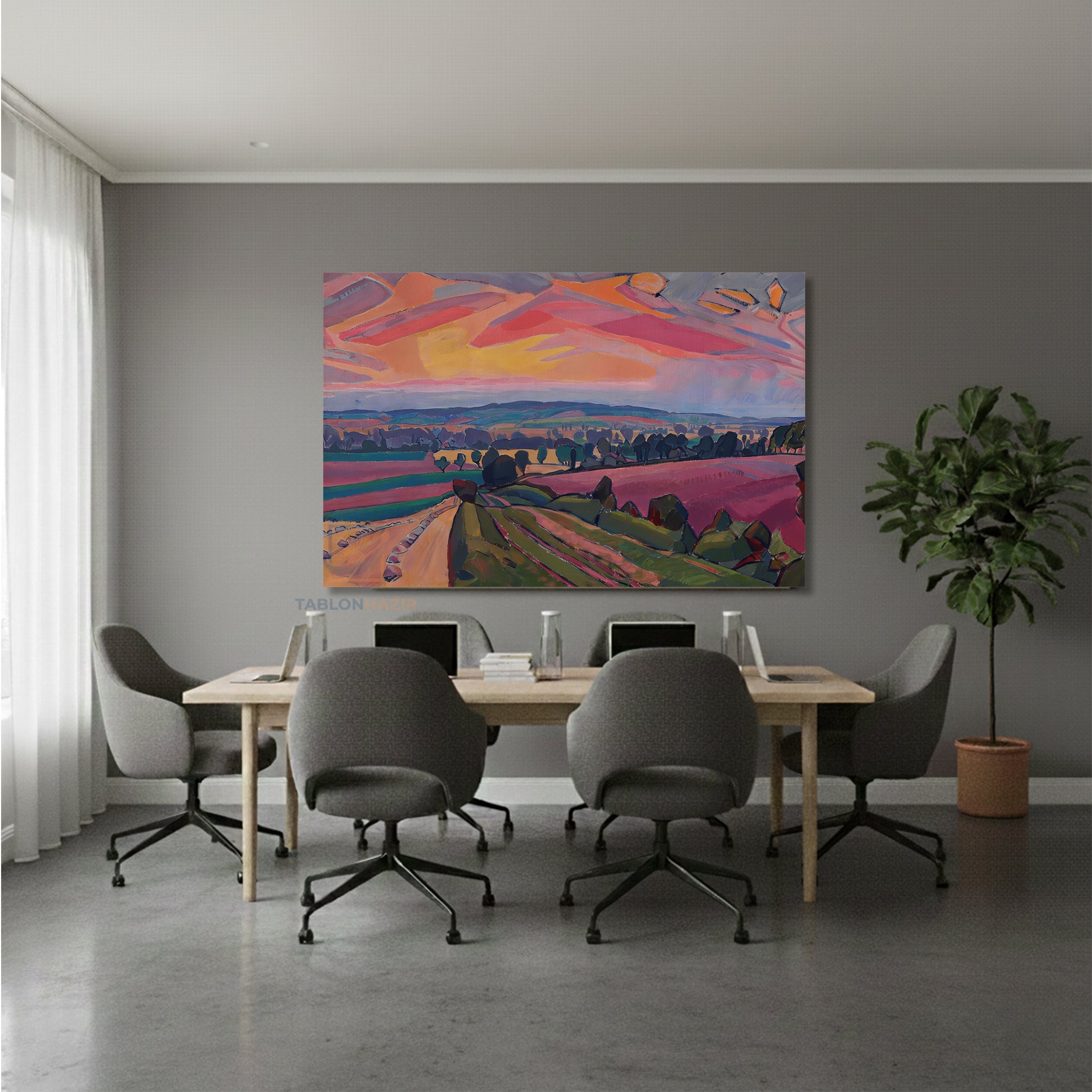 Yatay Kanvas Duvar Tablosu Soyutmanzara4 Salon Tablosu Ofis Tablosu Yeni Ev Hediyesi Dekorasyon
