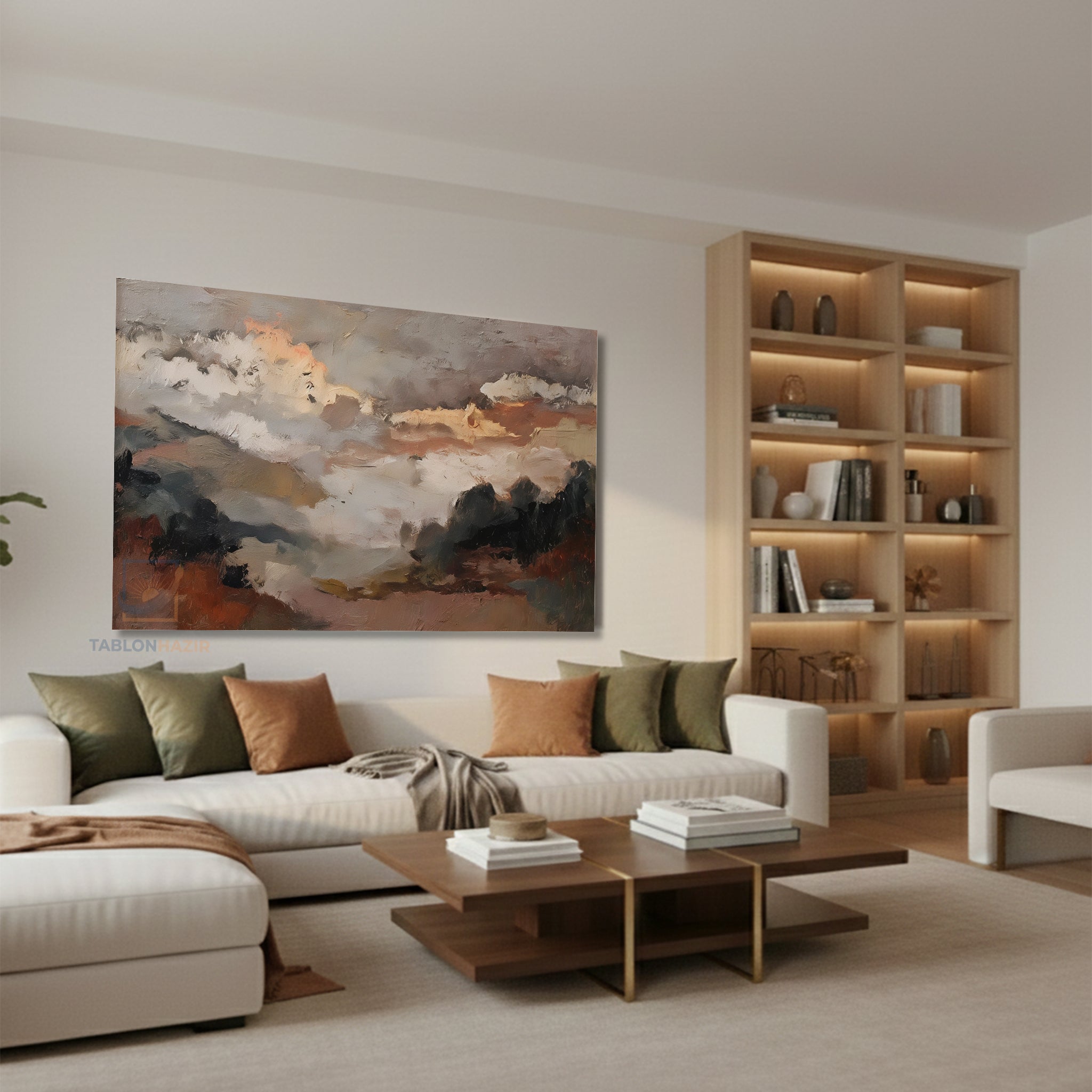 Yatay Kanvas Duvar Tablosu Soyutmanzara5 Salon Tablosu Ofis Tablosu Yeni Ev Hediyesi Dekorasyon