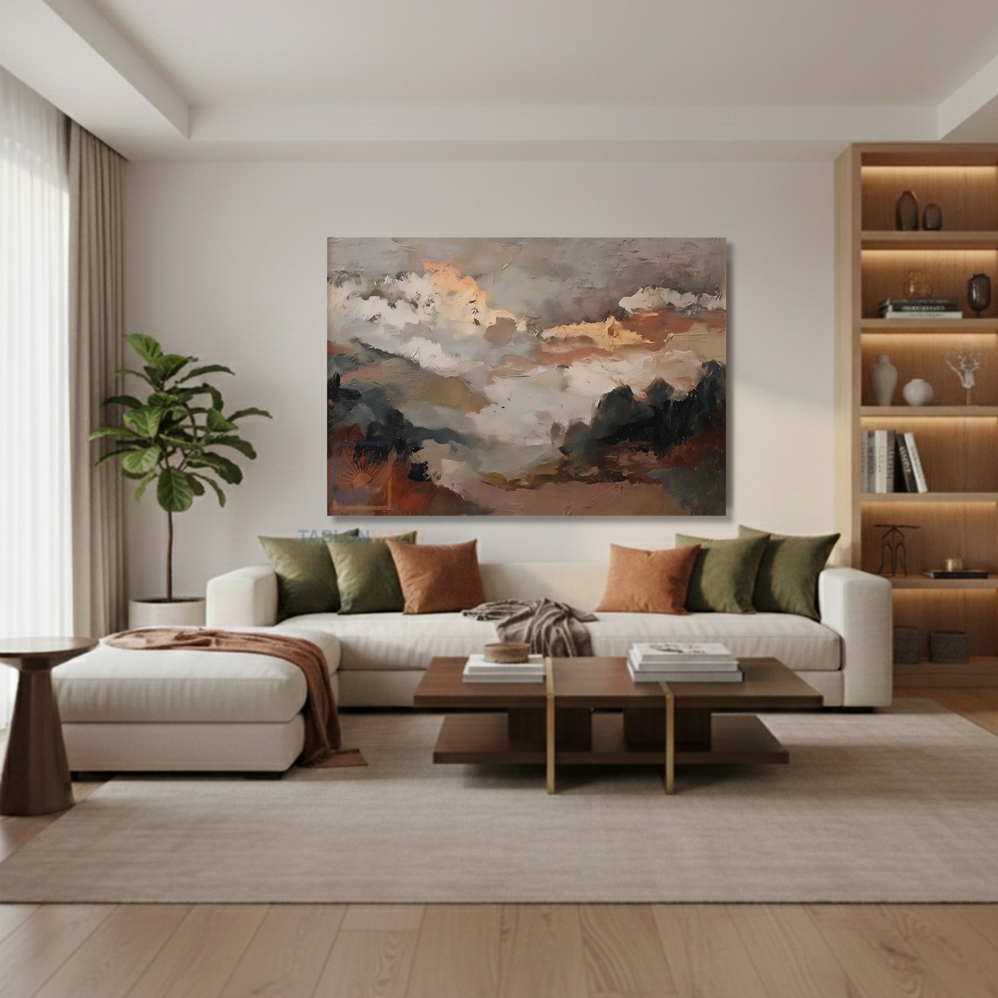 Yatay Kanvas Duvar Tablosu Soyutmanzara5 Salon Tablosu Ofis Tablosu Yeni Ev Hediyesi Dekorasyon