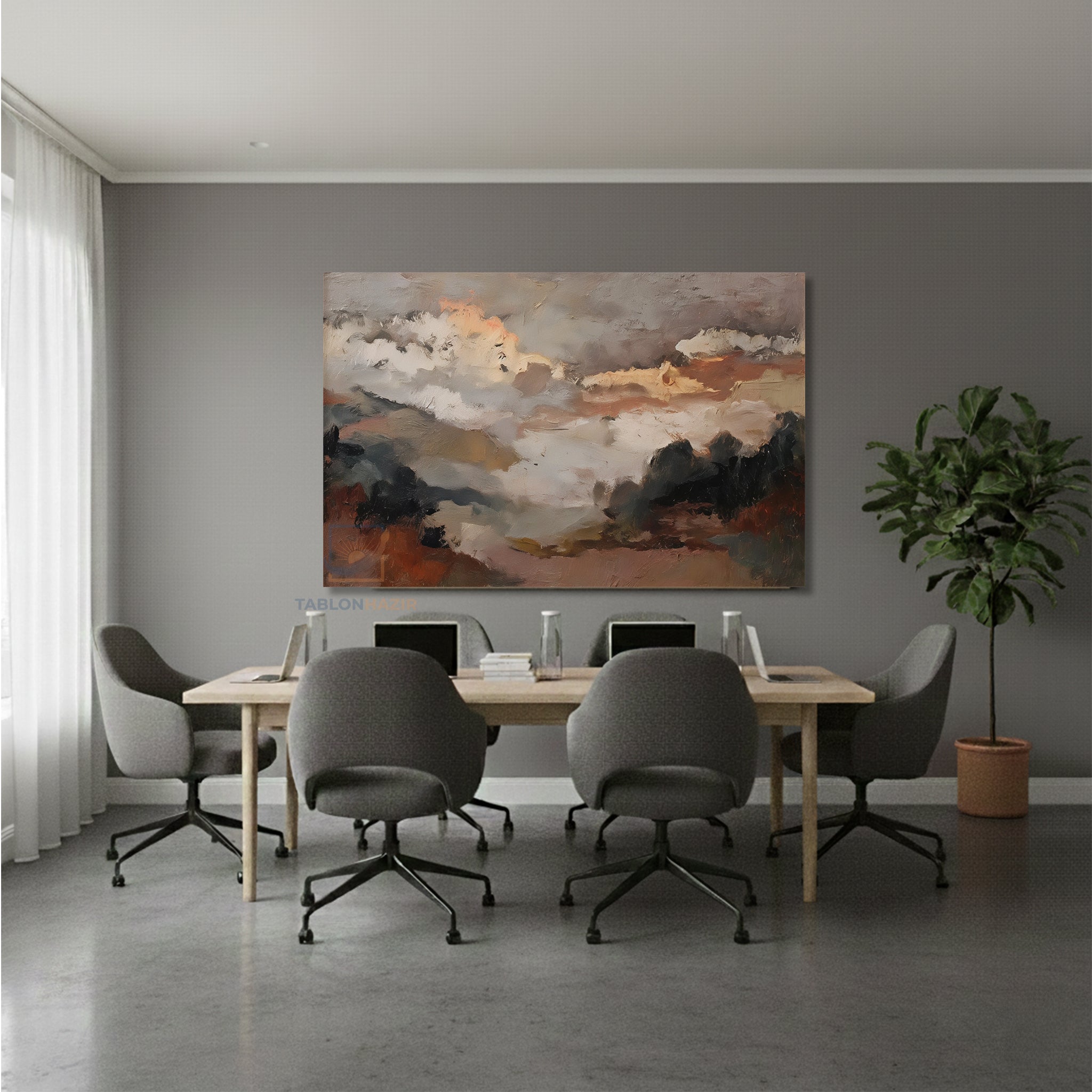 Yatay Kanvas Duvar Tablosu Soyutmanzara5 Salon Tablosu Ofis Tablosu Yeni Ev Hediyesi Dekorasyon