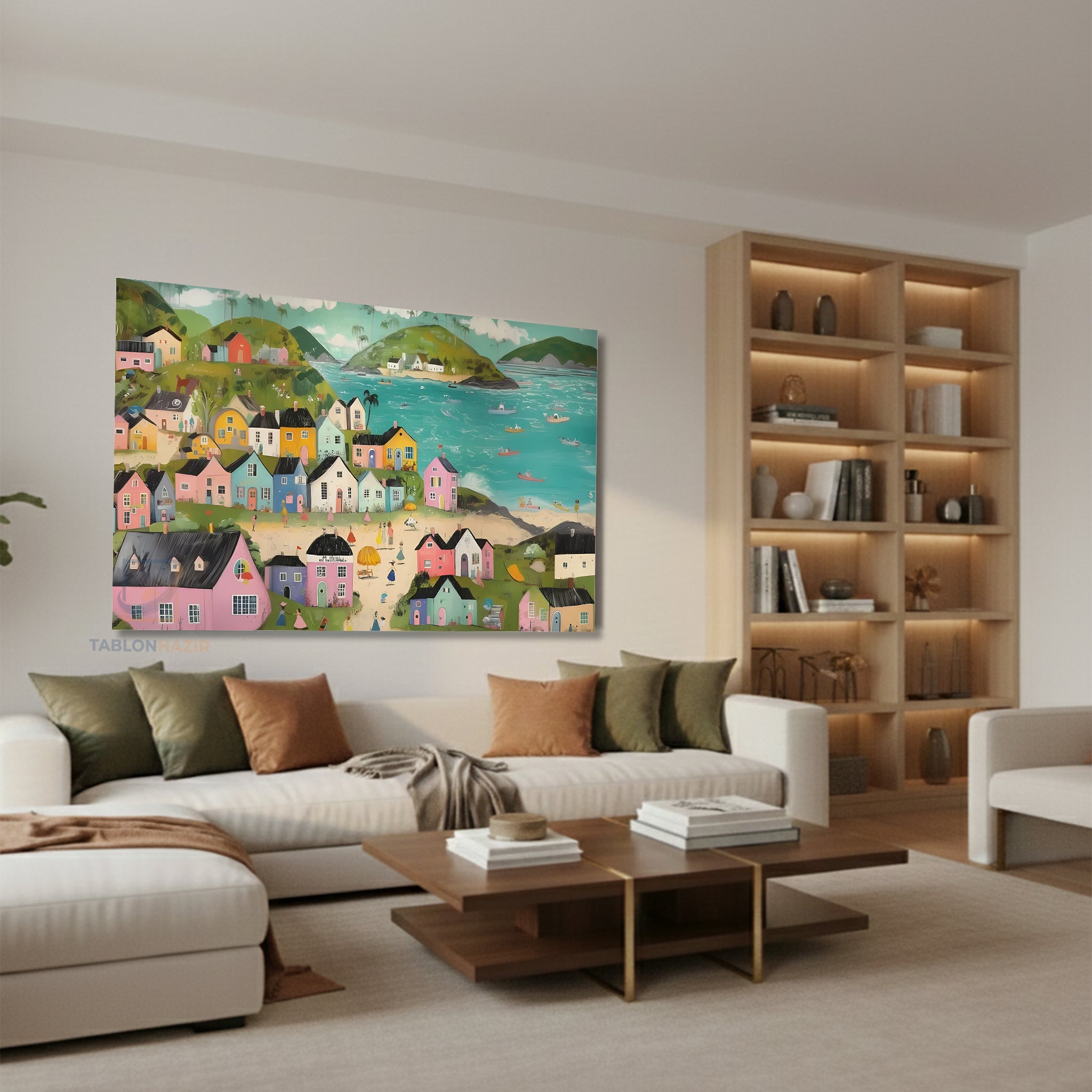 Yatay Kanvas Duvar Tablosu Soyutmanzara6 Salon Tablosu Ofis Tablosu Yeni Ev Hediyesi Dekorasyon