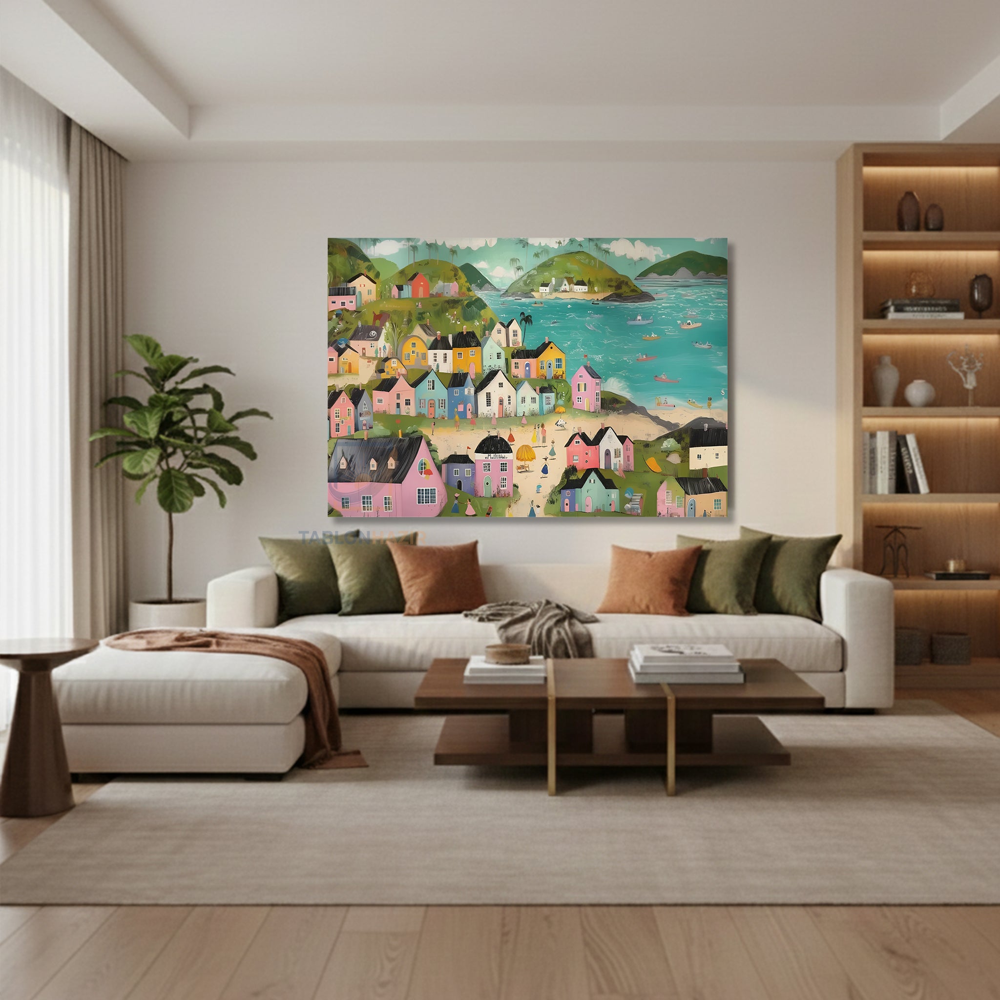 Yatay Kanvas Duvar Tablosu Soyutmanzara6 Salon Tablosu Ofis Tablosu Yeni Ev Hediyesi Dekorasyon