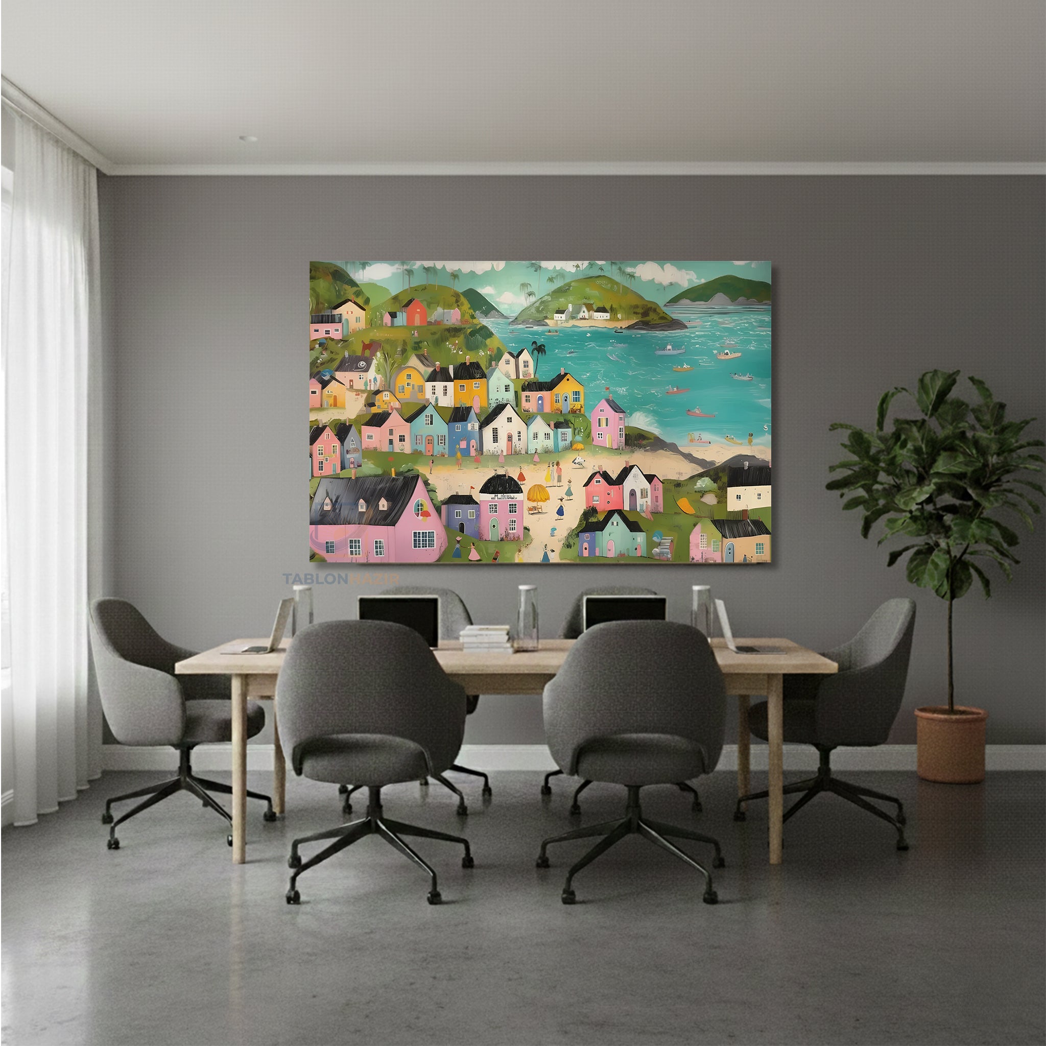 Yatay Kanvas Duvar Tablosu Soyutmanzara6 Salon Tablosu Ofis Tablosu Yeni Ev Hediyesi Dekorasyon