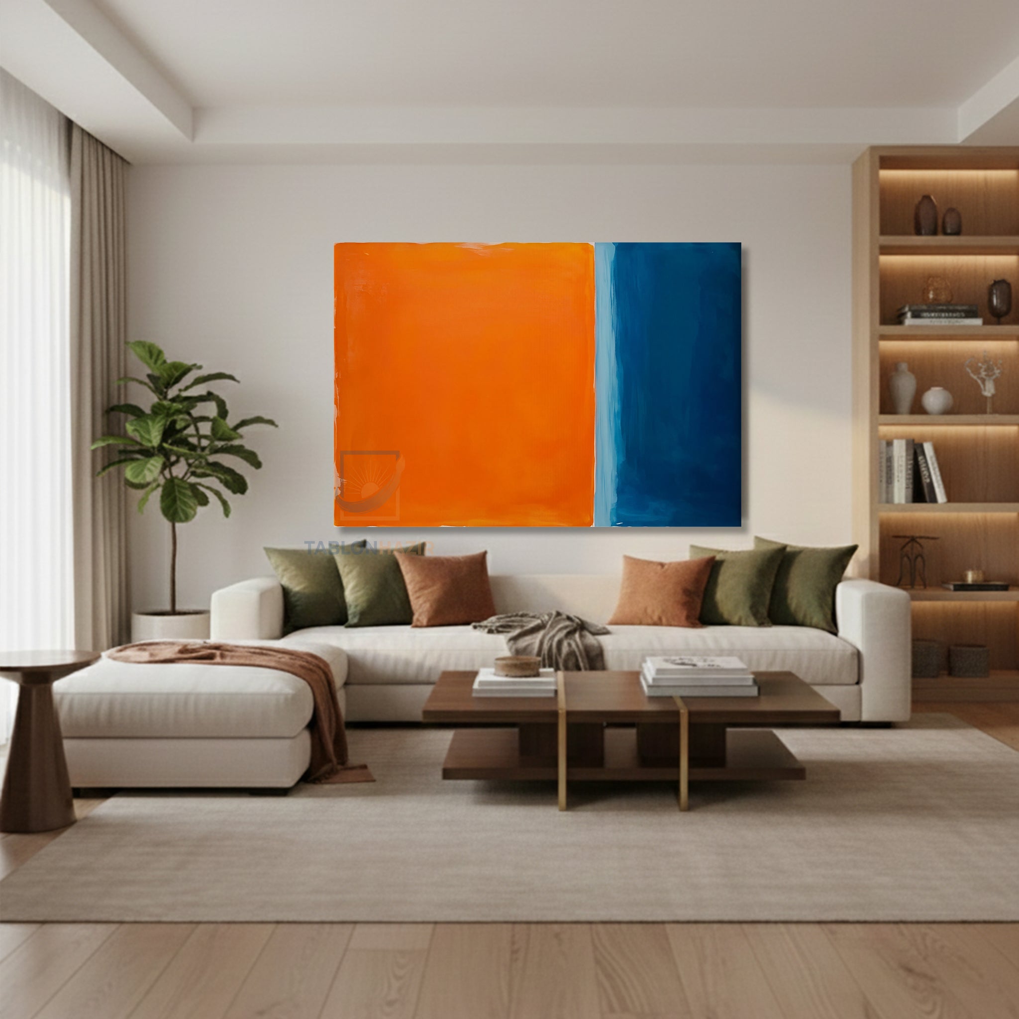 Yatay Kanvas Duvar Tablosu Soyutmavituruncu Salon Tablosu Ofis Tablosu Yeni Ev Hediyesi Dekorasyon