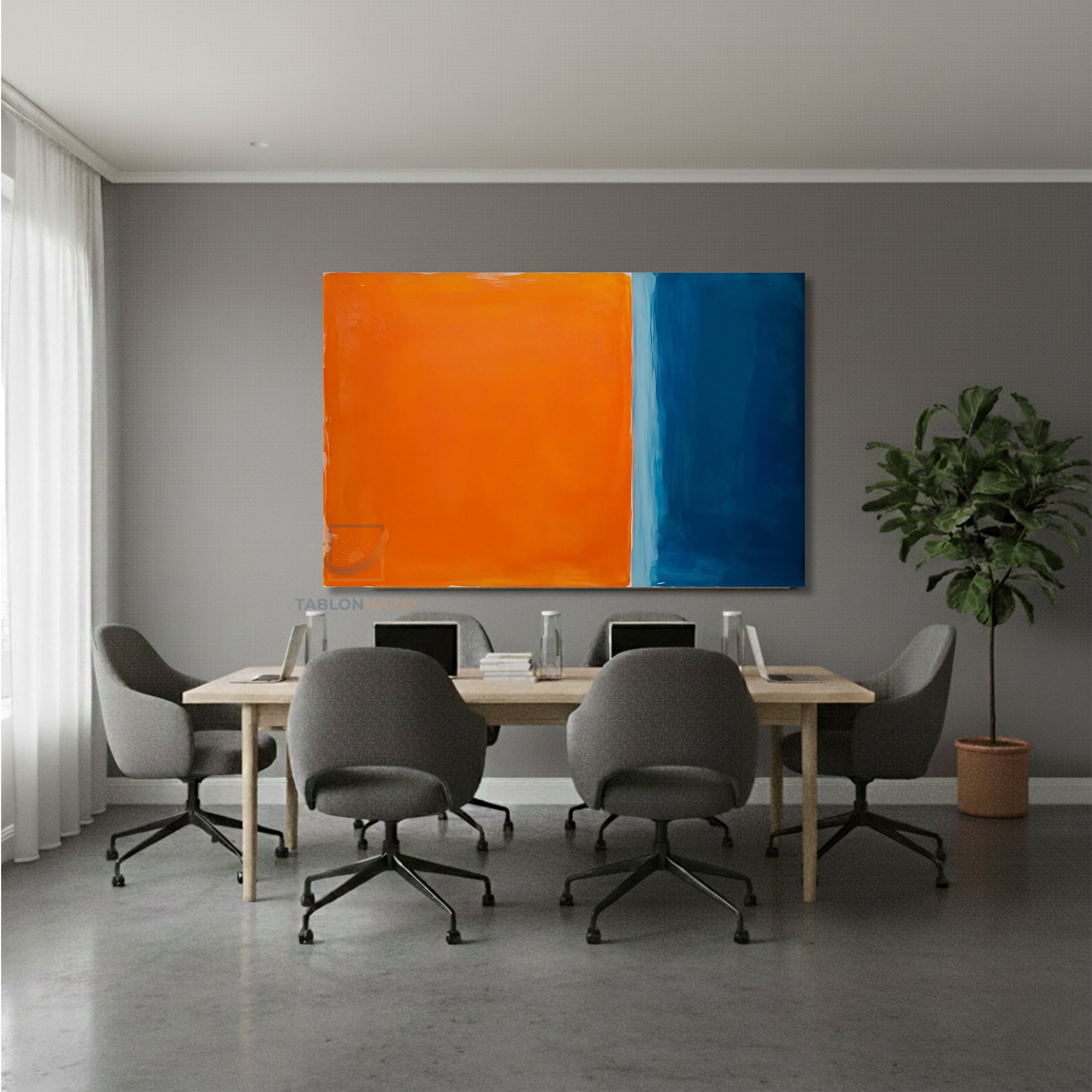 Yatay Kanvas Duvar Tablosu Soyutmavituruncu Salon Tablosu Ofis Tablosu Yeni Ev Hediyesi Dekorasyon