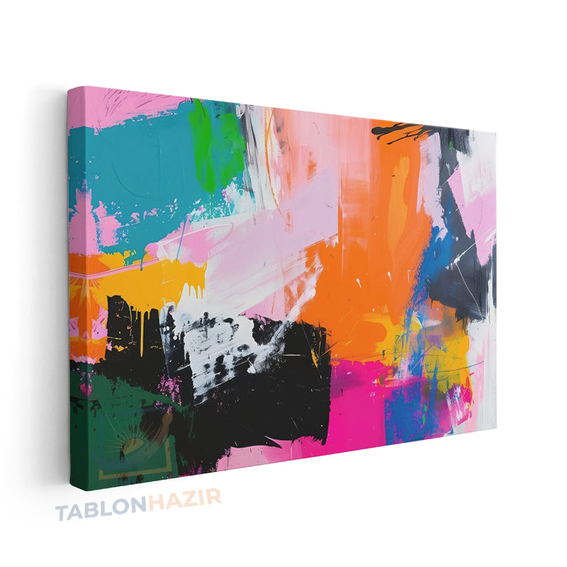 Yatay Kanvas Duvar Tablosu Soyutrenksanati3 Salon Tablosu Ofis Tablosu Yeni Ev Hediyesi Dekorasyon