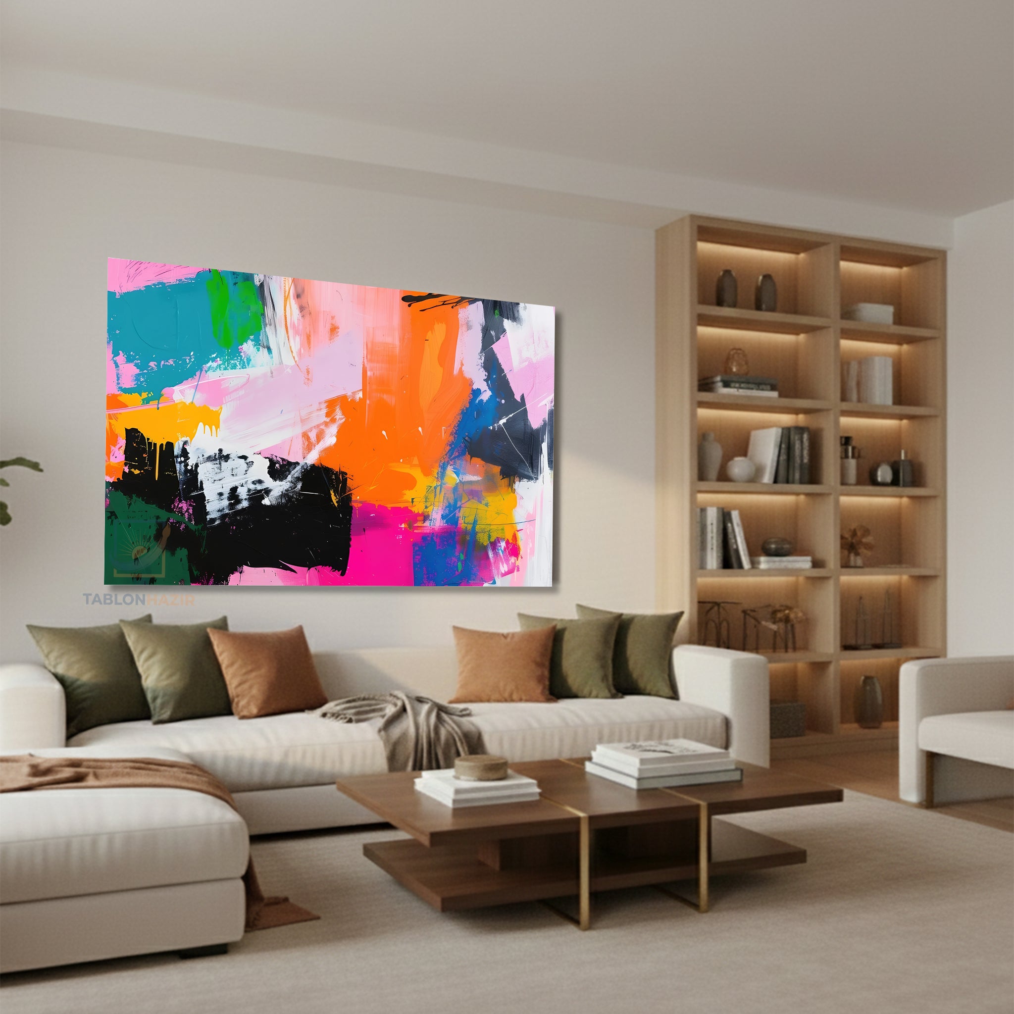 Yatay Kanvas Duvar Tablosu Soyutrenksanati3 Salon Tablosu Ofis Tablosu Yeni Ev Hediyesi Dekorasyon