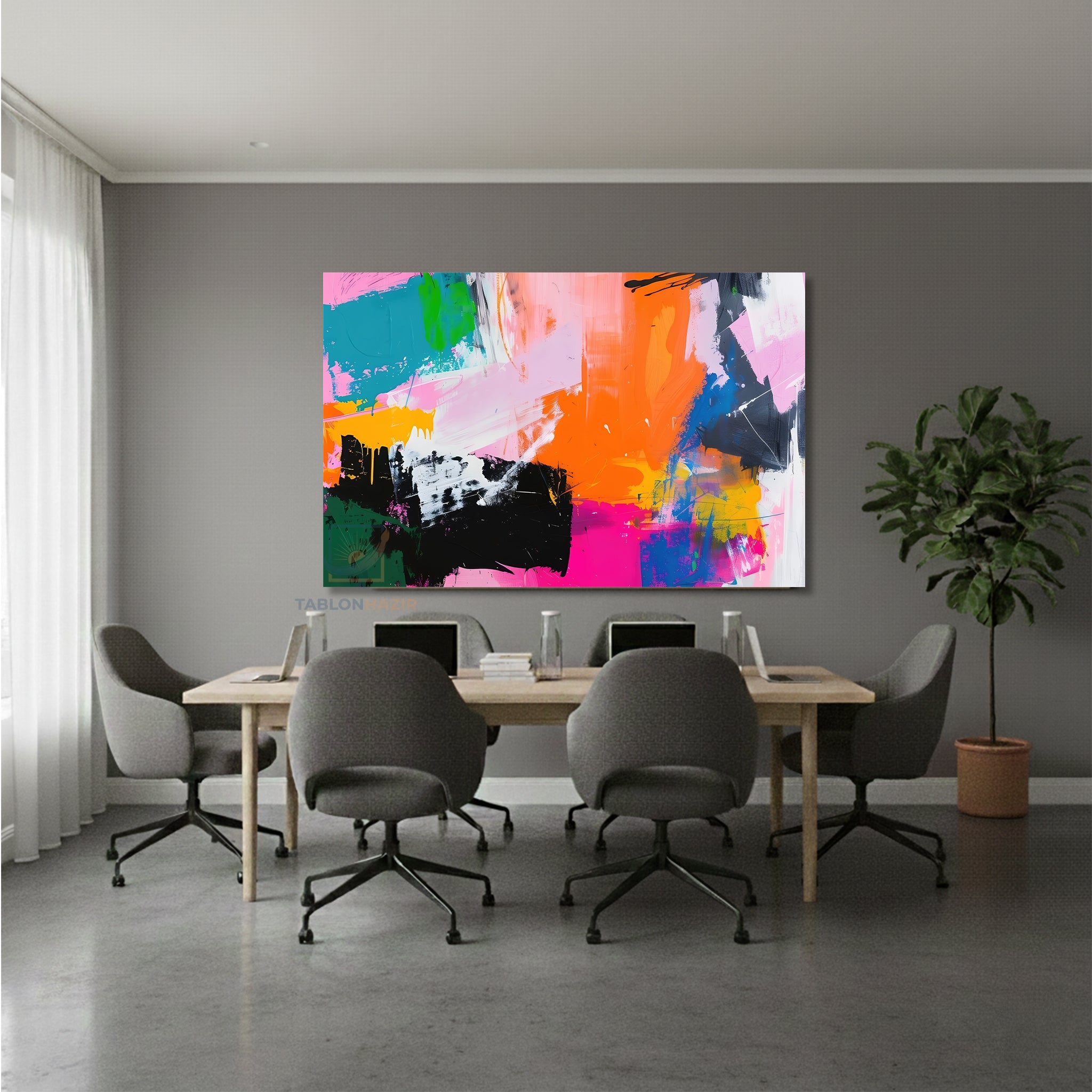 Yatay Kanvas Duvar Tablosu Soyutrenksanati3 Salon Tablosu Ofis Tablosu Yeni Ev Hediyesi Dekorasyon