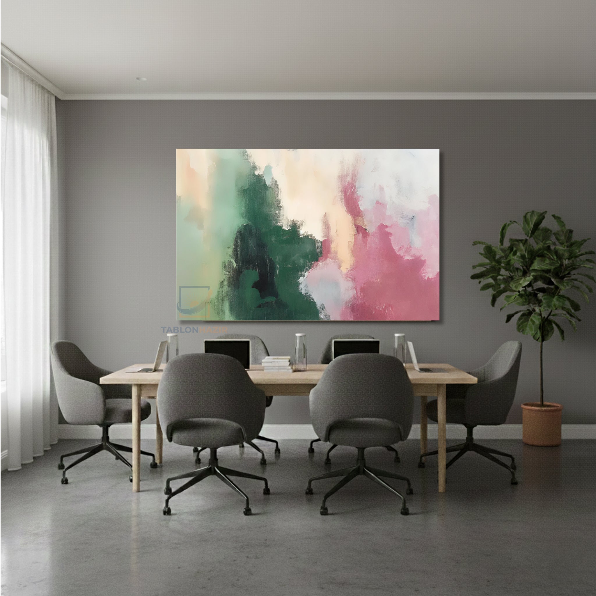 Yatay Kanvas Duvar Tablosu Soyutrenksanati4 Salon Tablosu Ofis Tablosu Yeni Ev Hediyesi Dekorasyon