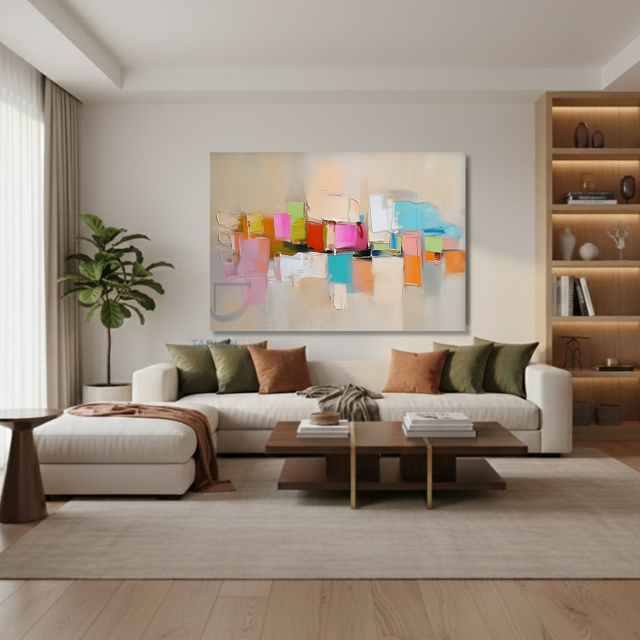 Yatay Kanvas Duvar Tablosu Soyutrenksanati5 Salon Tablosu Ofis Tablosu Yeni Ev Hediyesi Dekorasyon