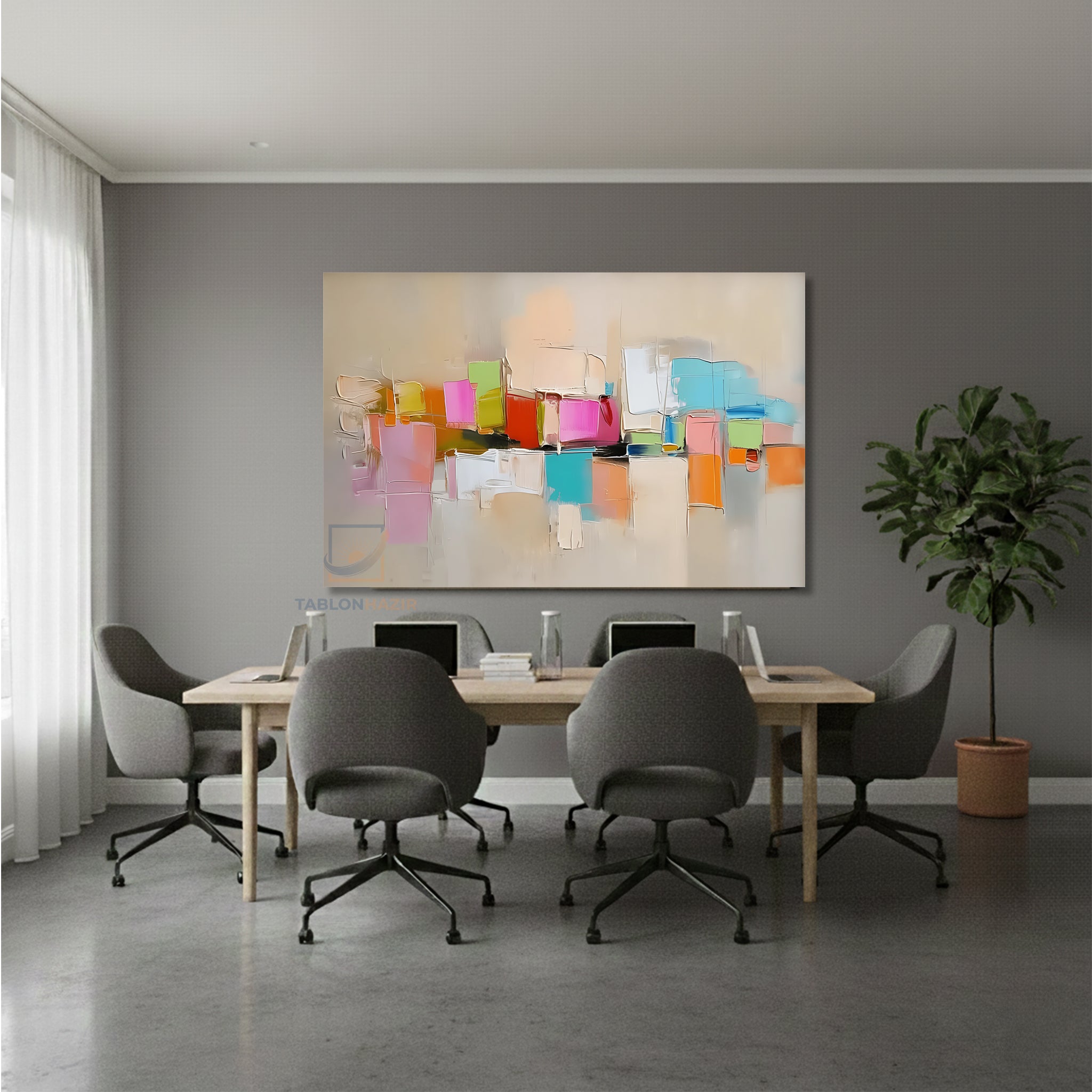 Yatay Kanvas Duvar Tablosu Soyutrenksanati5 Salon Tablosu Ofis Tablosu Yeni Ev Hediyesi Dekorasyon