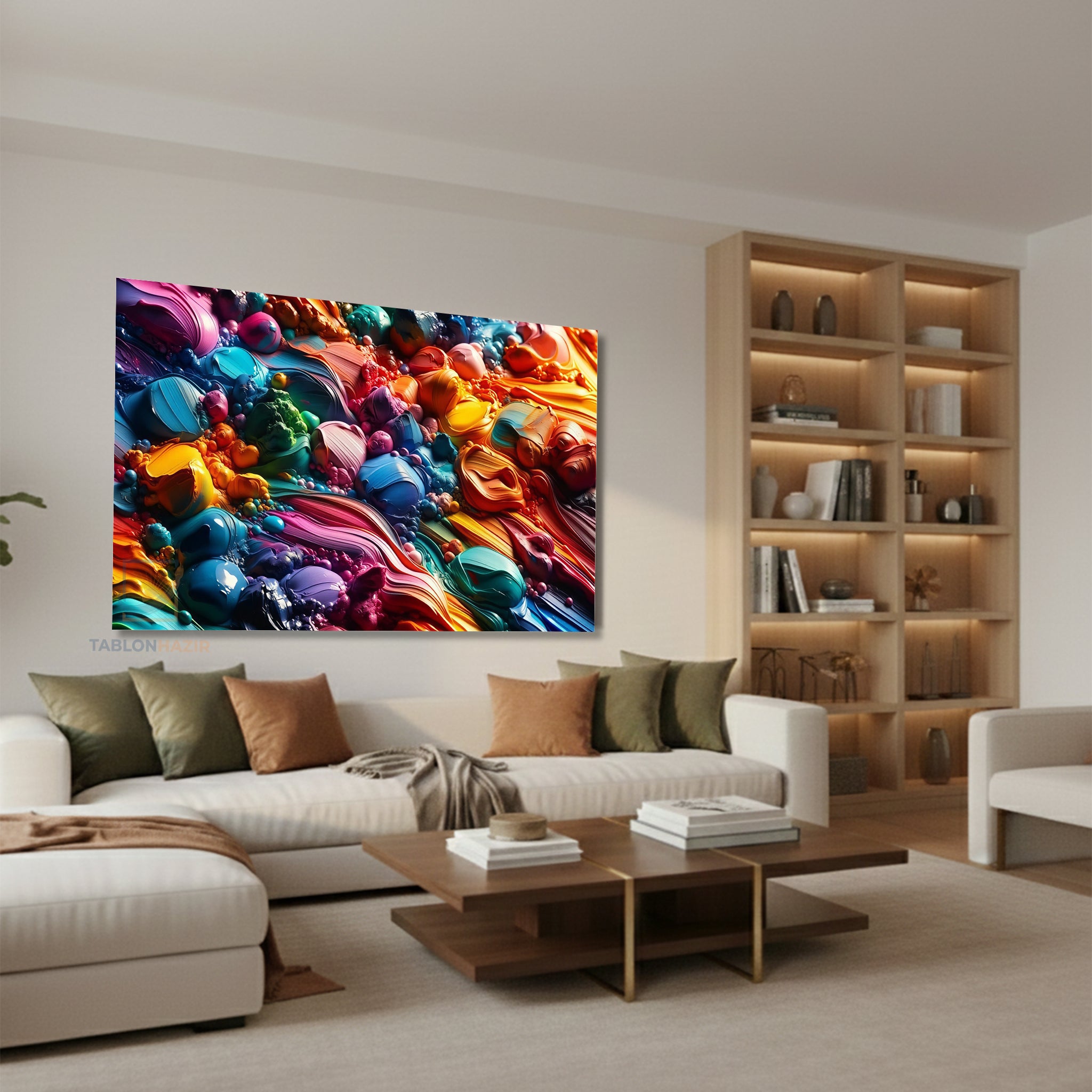 Yatay Kanvas Duvar Tablosu Soyutrenksanati6 Salon Tablosu Ofis Tablosu Yeni Ev Hediyesi Dekorasyon
