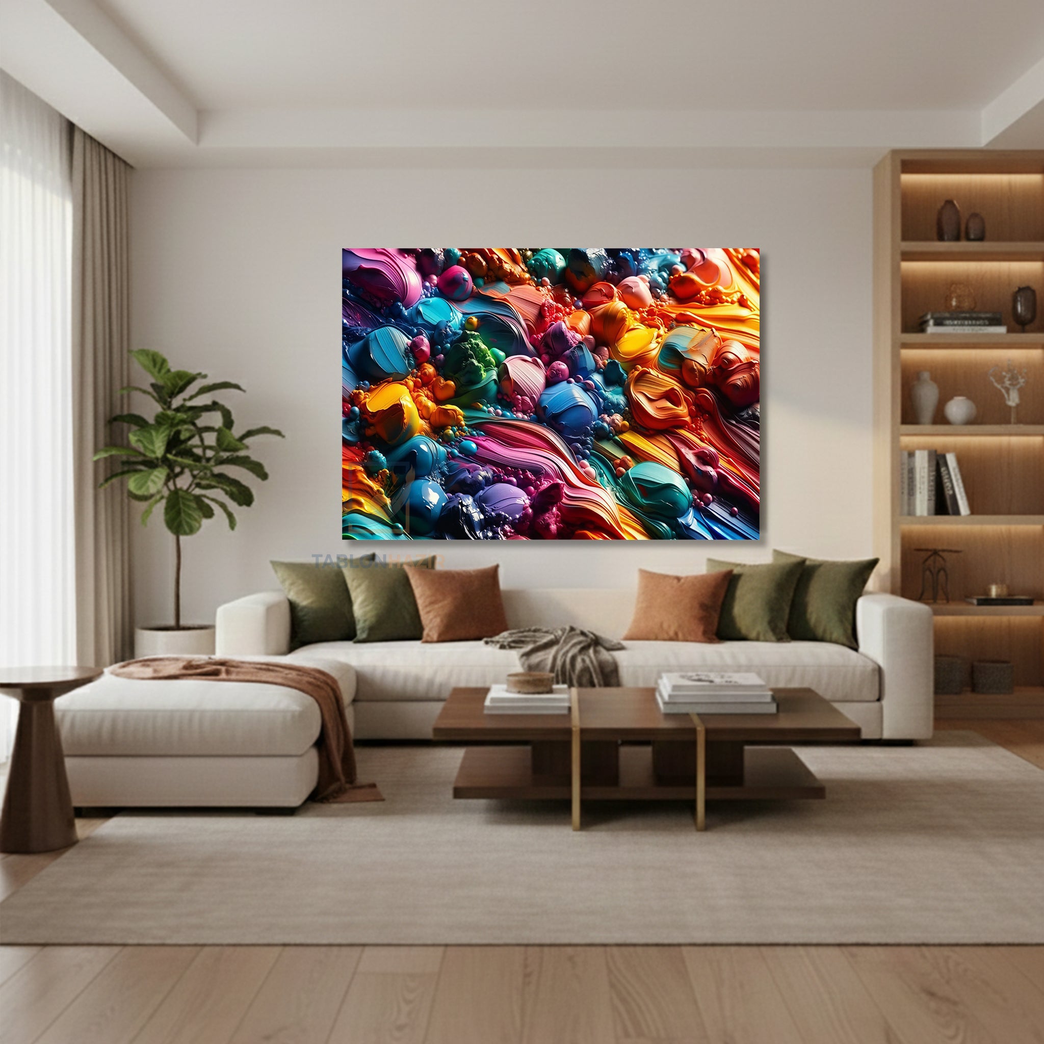 Yatay Kanvas Duvar Tablosu Soyutrenksanati6 Salon Tablosu Ofis Tablosu Yeni Ev Hediyesi Dekorasyon