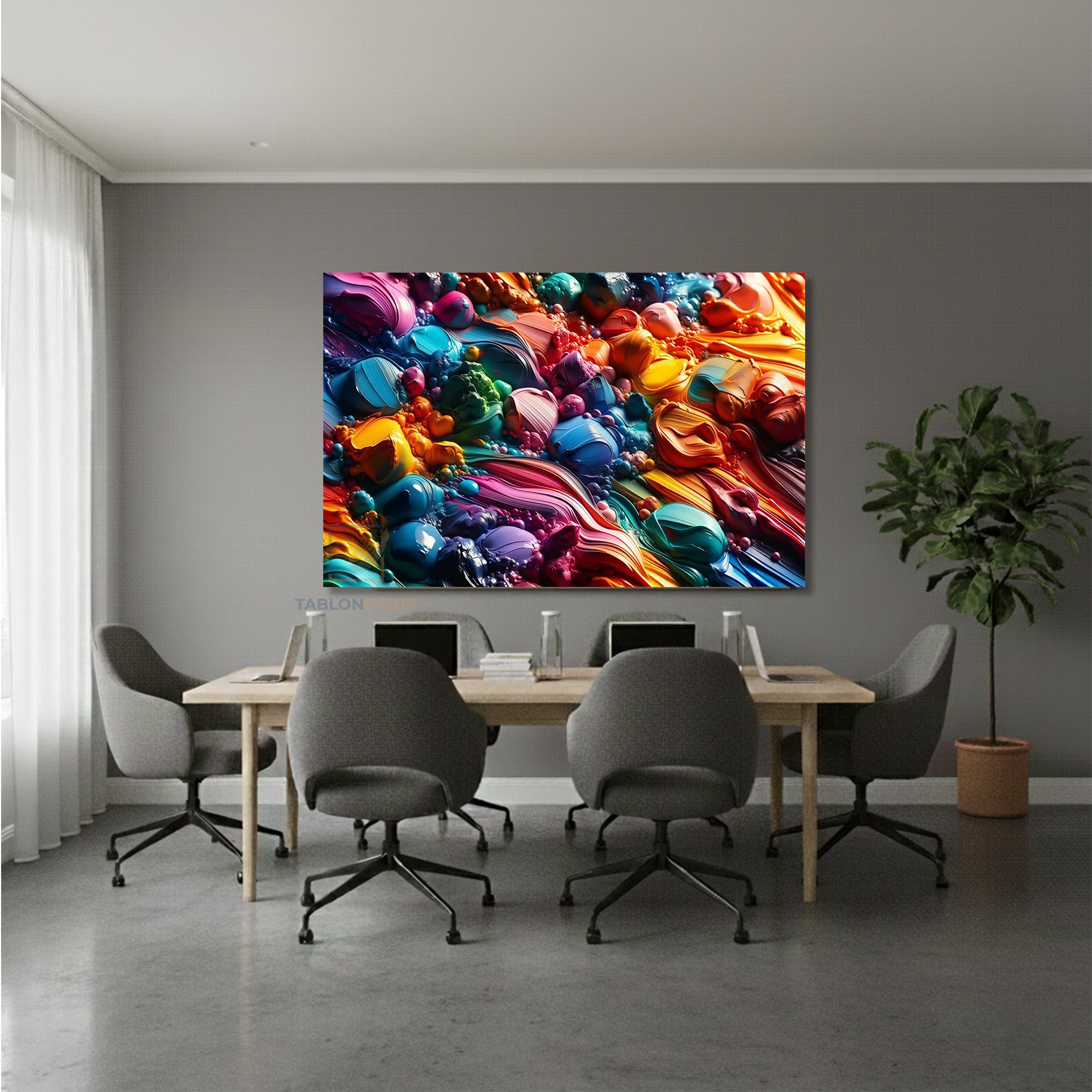 Yatay Kanvas Duvar Tablosu Soyutrenksanati6 Salon Tablosu Ofis Tablosu Yeni Ev Hediyesi Dekorasyon