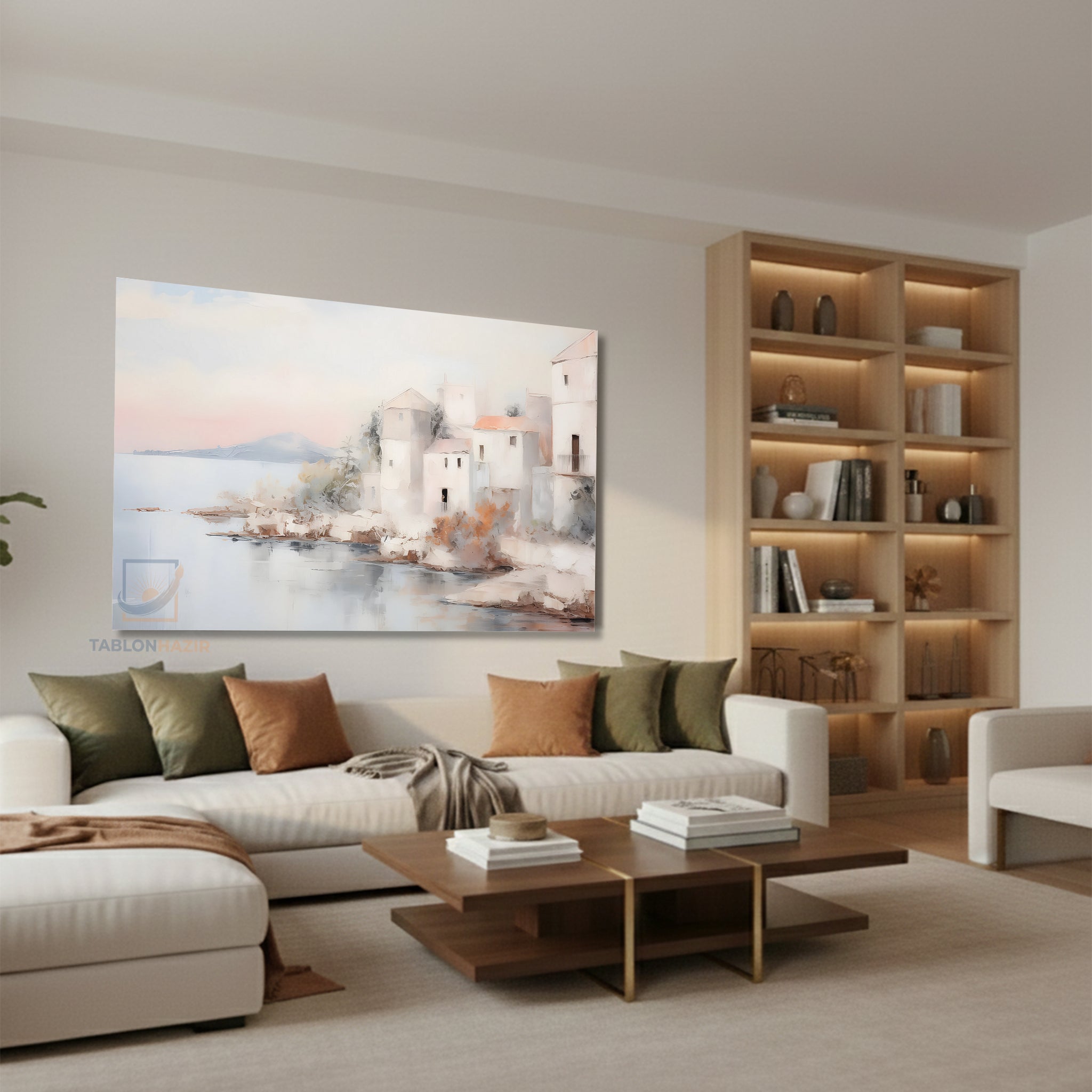 Yatay Kanvas Duvar Tablosu Soyutsahilkasabasi Salon Tablosu Ofis Tablosu Yeni Ev Hediyesi Dekorasyon