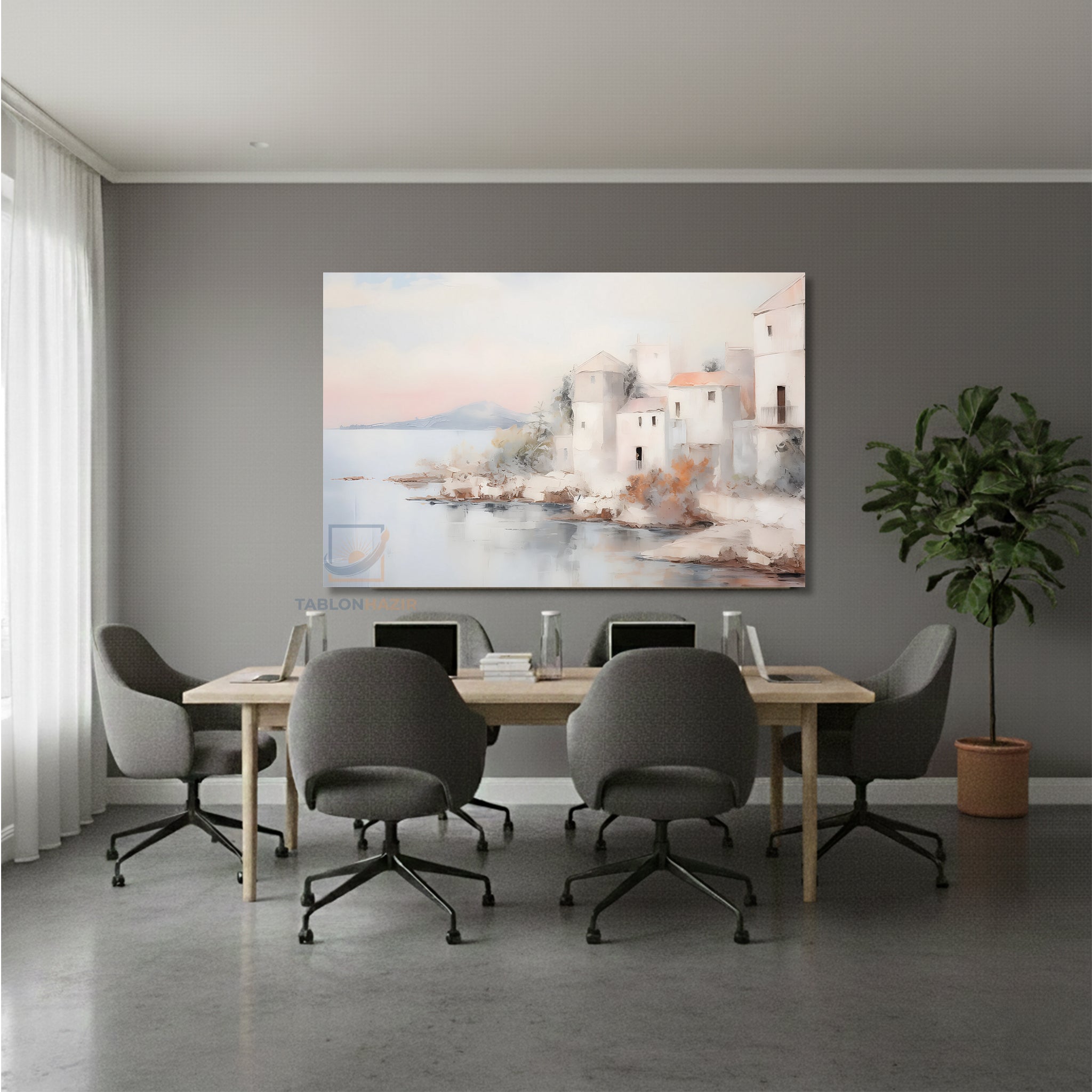 Yatay Kanvas Duvar Tablosu Soyutsahilkasabasi Salon Tablosu Ofis Tablosu Yeni Ev Hediyesi Dekorasyon