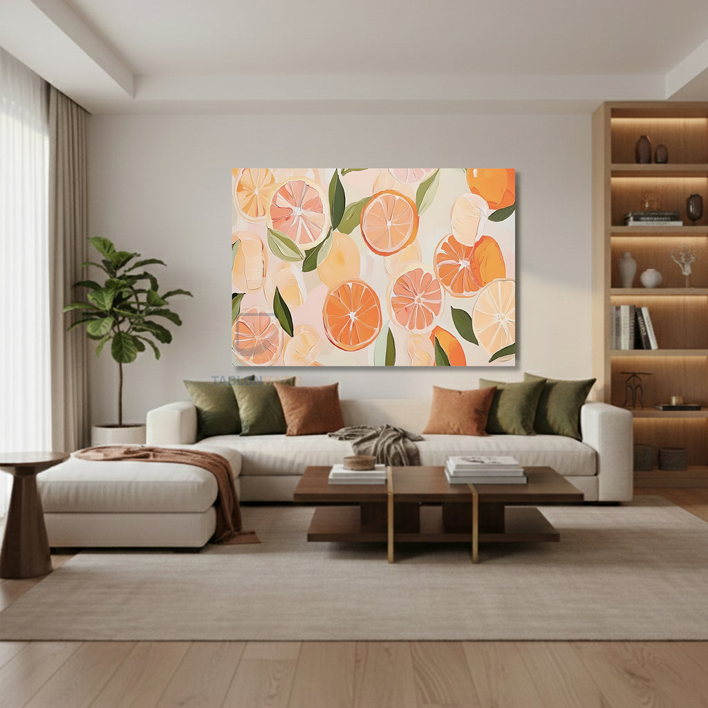 Yatay Kanvas Duvar Tablosu Turuncgiller Salon Tablosu Ofis Tablosu Yeni Ev Hediyesi Dekorasyon