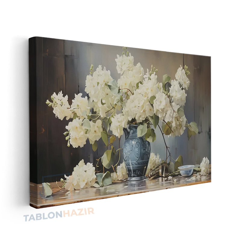 Yatay Kanvas Duvar Tablosu Vazodabeyazcicekler2 Salon Tablosu Ofis Tablosu Ev Hediyesi Dekorasyon