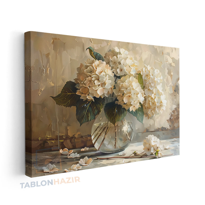 Yatay Kanvas Duvar Tablosu Vazodabeyazcicekler3 Salon Tablosu Ofis Tablosu Ev Hediyesi Dekorasyon
