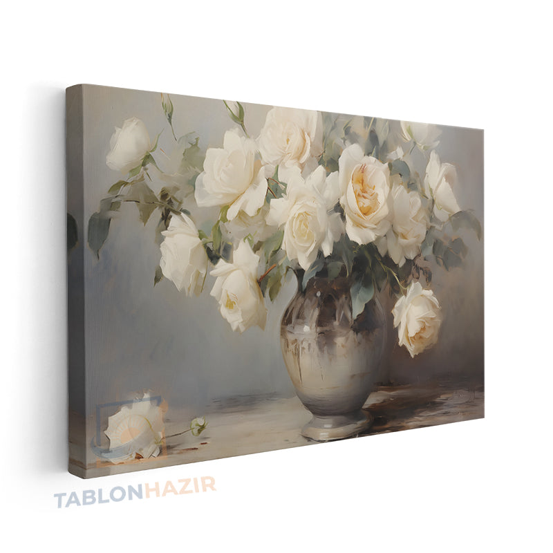 Yatay Kanvas Duvar Tablosu Vazodabeyazguller2 Salon Tablosu Ofis Tablosu Yeni Ev Hediyesi Dekorasyon
