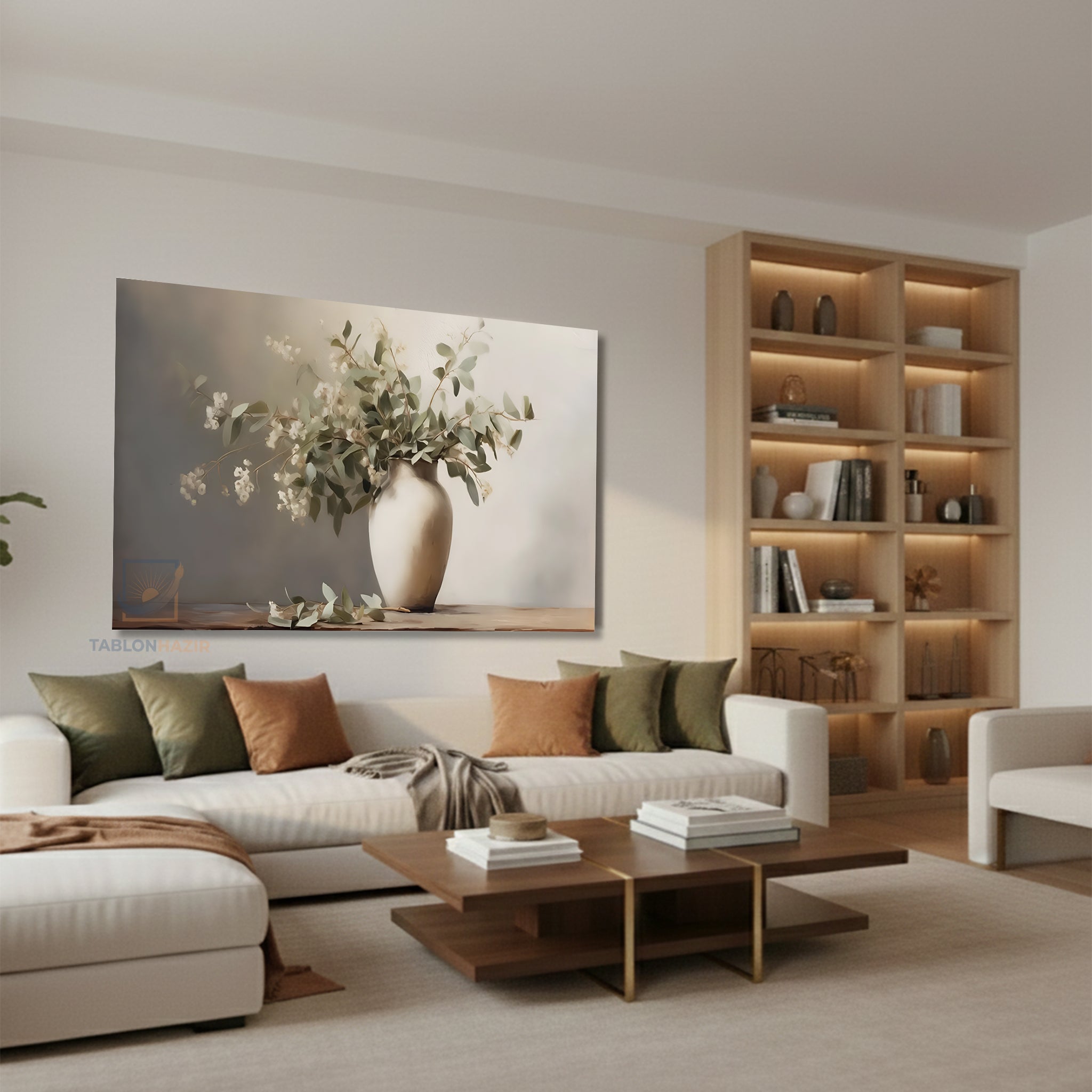 Yatay Kanvas Duvar Tablosu Vazodacicekler2 Salon Tablosu Ofis Tablosu Yeni Ev Hediyesi Dekorasyon