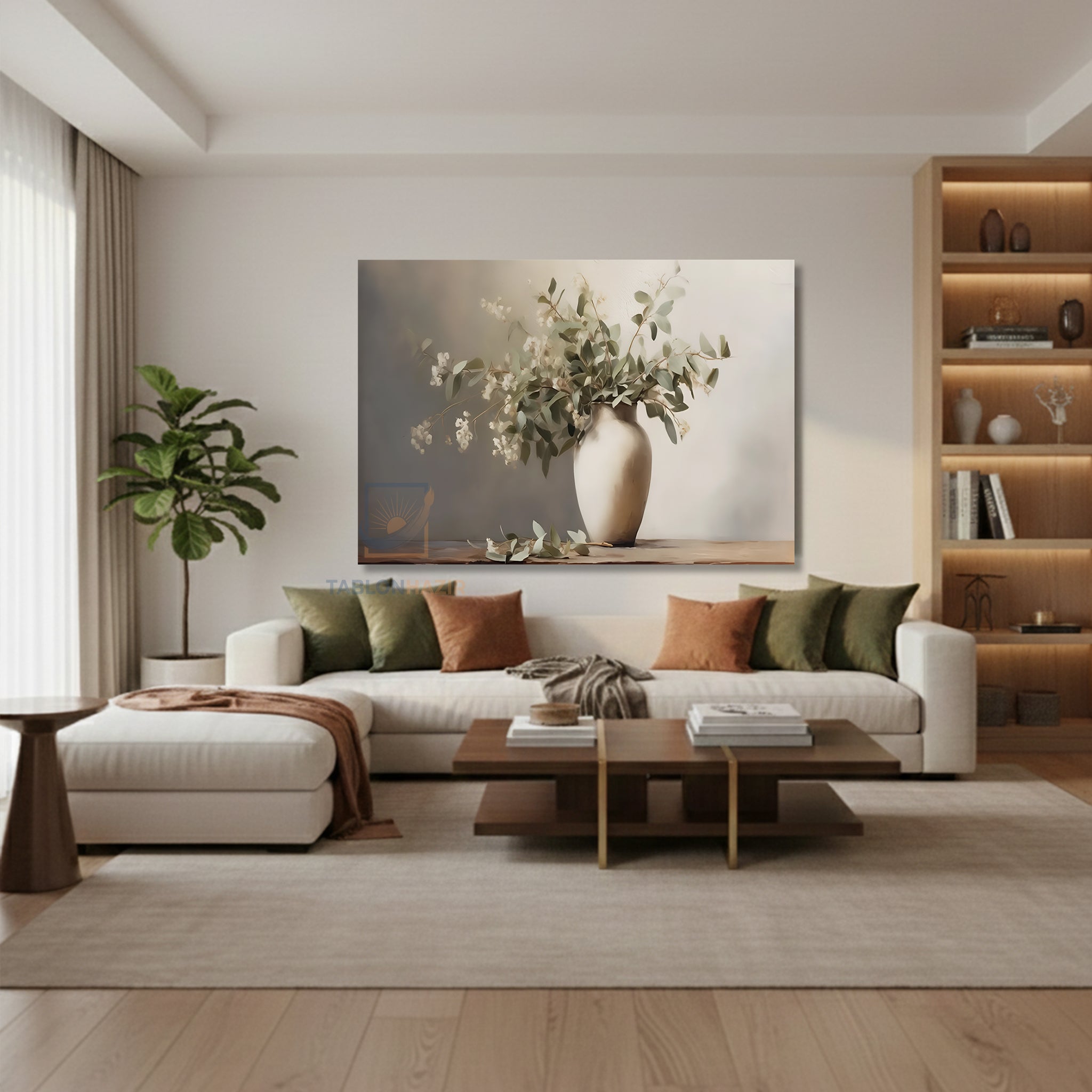 Yatay Kanvas Duvar Tablosu Vazodacicekler2 Salon Tablosu Ofis Tablosu Yeni Ev Hediyesi Dekorasyon