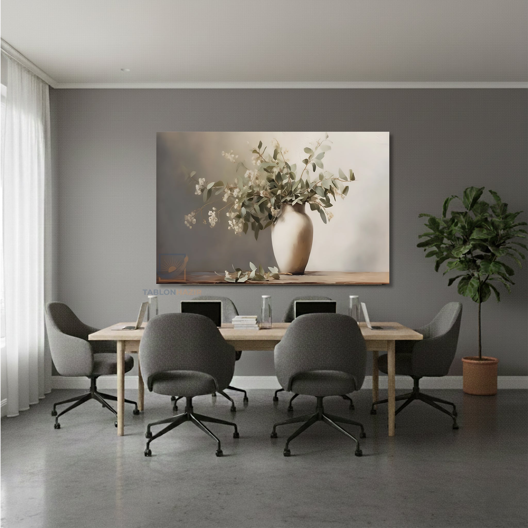 Yatay Kanvas Duvar Tablosu Vazodacicekler2 Salon Tablosu Ofis Tablosu Yeni Ev Hediyesi Dekorasyon