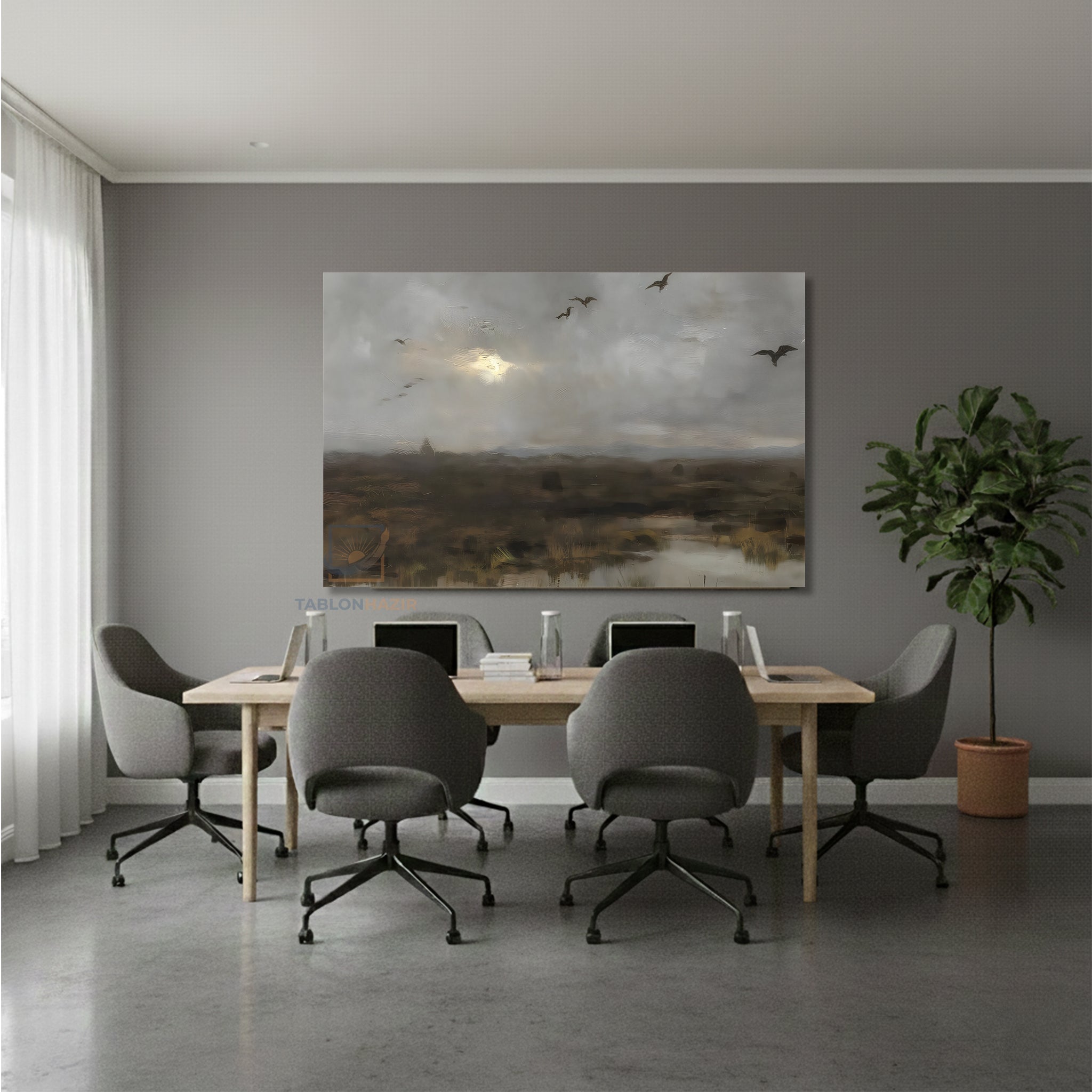 Yatay Kanvas Duvar Tablosu Vintagegokyuzu Salon Tablosu Ofis Tablosu Yeni Ev Hediyesi Dekorasyon